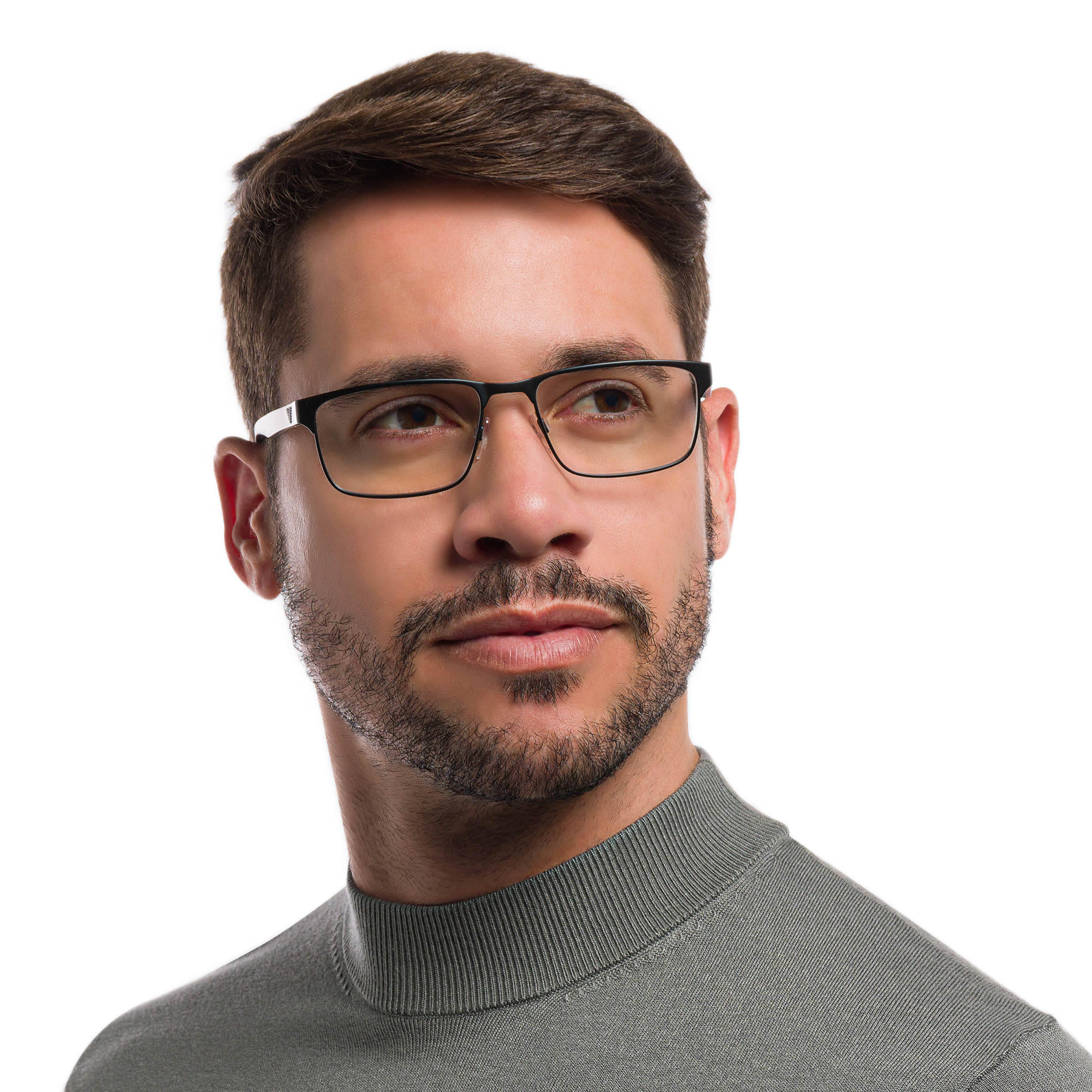 Shop Emporio Armani Rectangle Eyeglasses in Matte Black online.