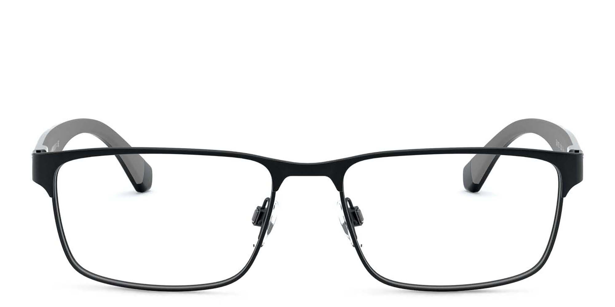 Shop Emporio Armani Rectangle Eyeglasses in Matte Black online.