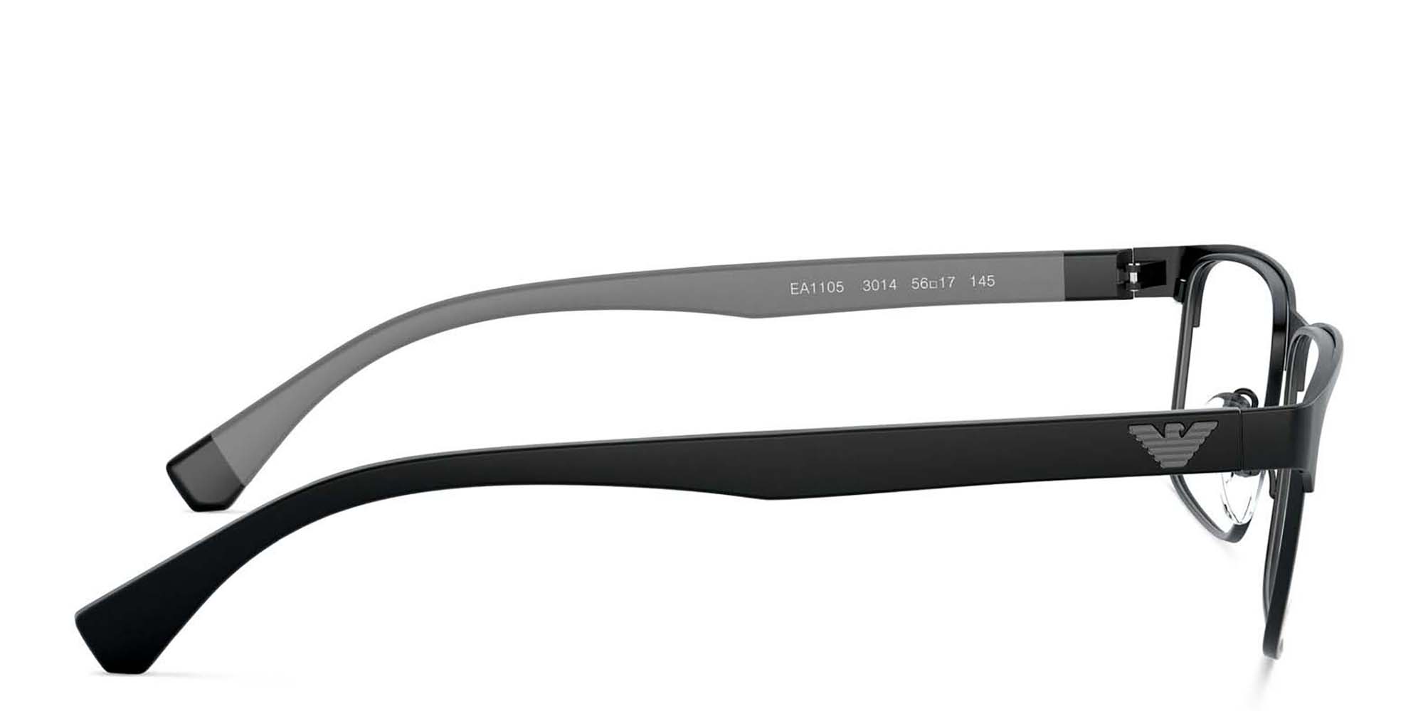 Shop Emporio Armani Rectangle Eyeglasses in Matte Black online.
