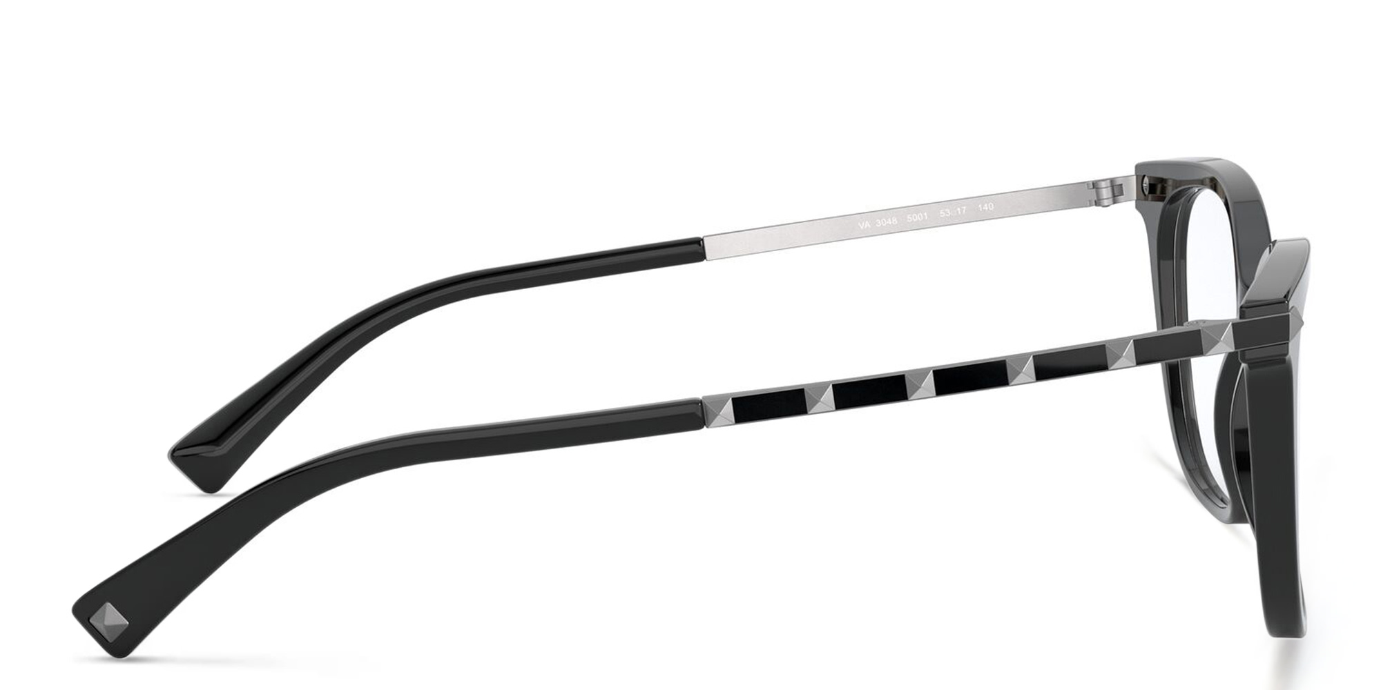 VALENTINO Stud Square Eyeglasses in Black – Product Photo 3