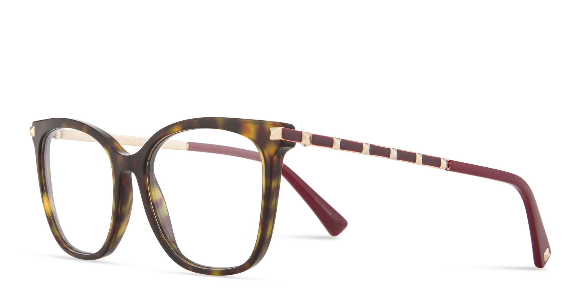 نظارات طبية مربّعة مزيّنة بمسامير العلامة من فالنتينو بلون مموه - صورة المنتج 4