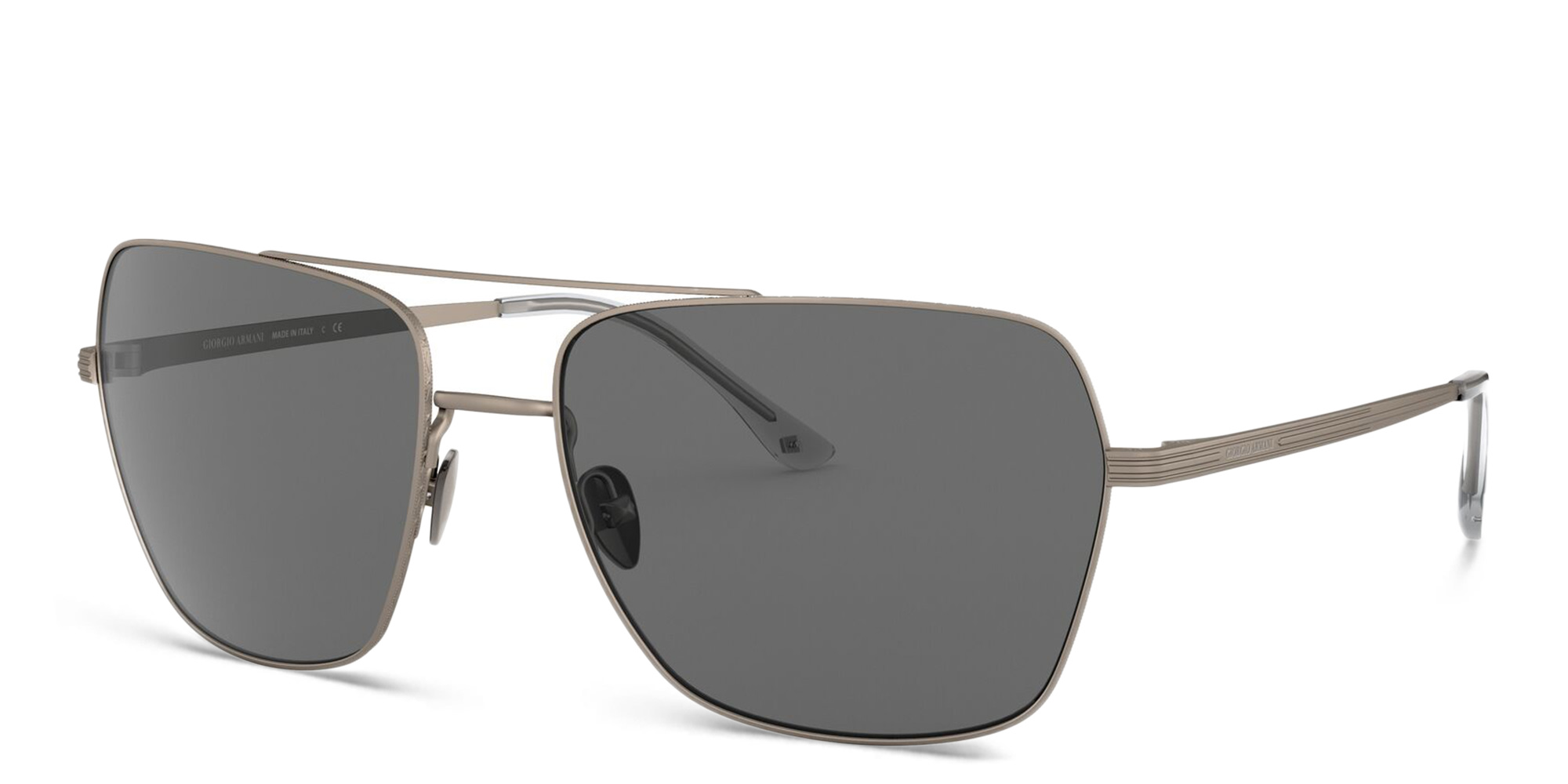 تسوق نظارة شمسية مستطيلة كبيرة جورجو أرماني بلون Matte Gunmetal أونلاين.