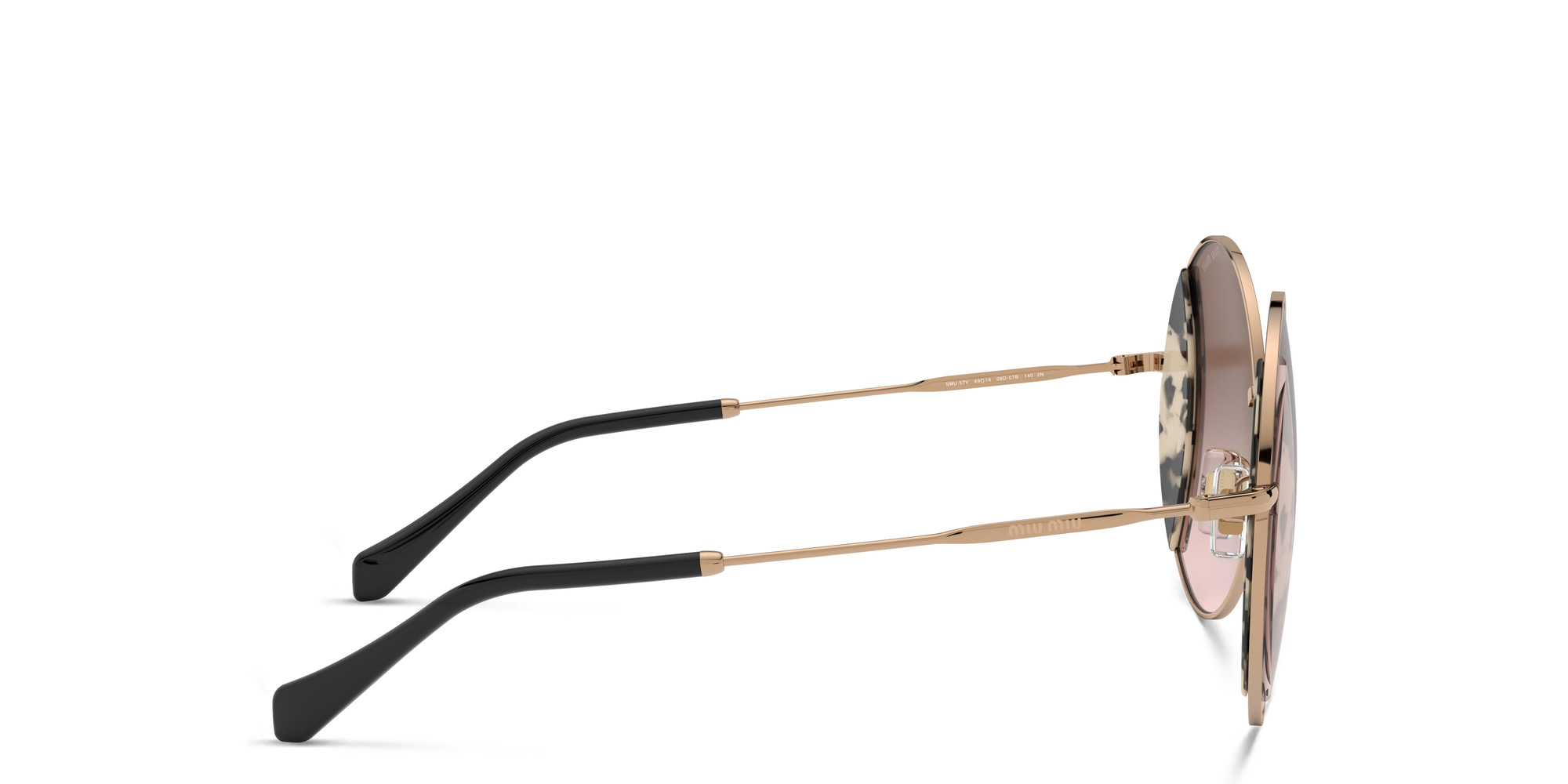 Shop MIU MIU Round Sunglasses in Rose Gold online.