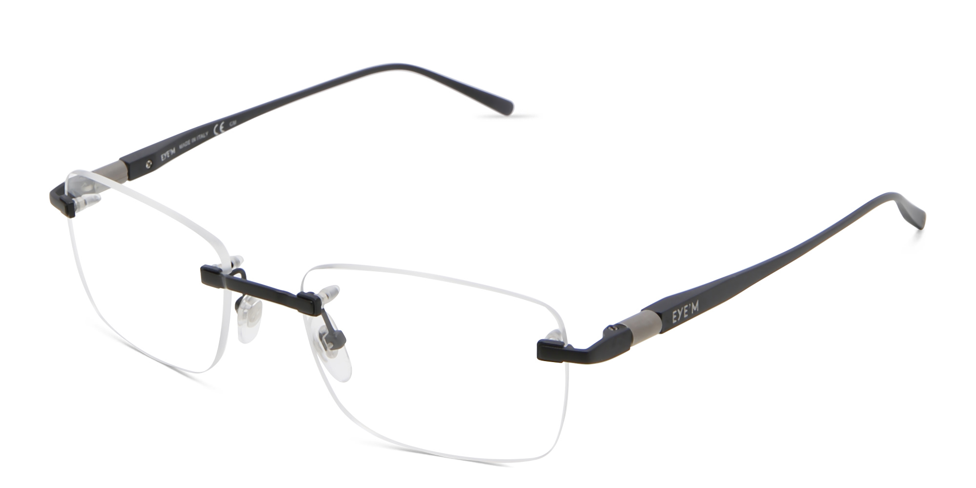 Shop EYE'M Rimless Rectangle Eyeglasses in Black online.