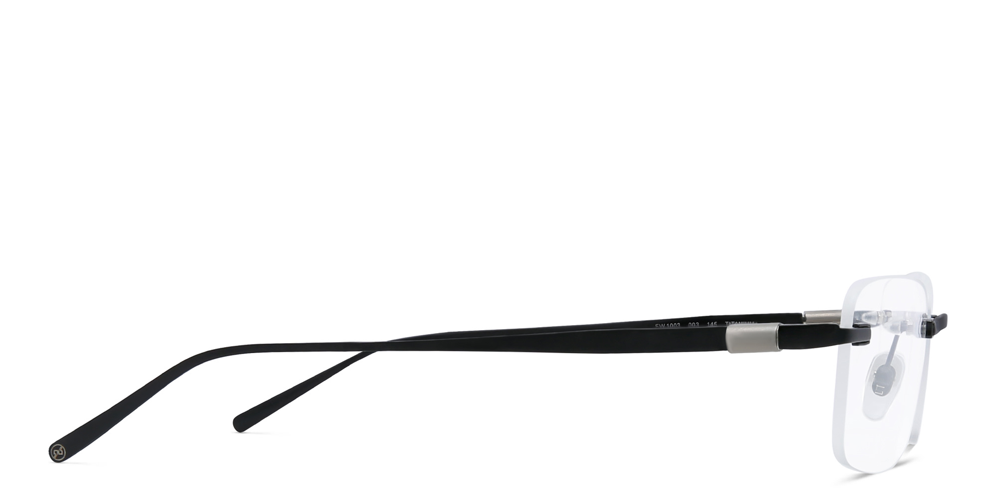 Shop EYE'M Rimless Rectangle Eyeglasses in Black online.