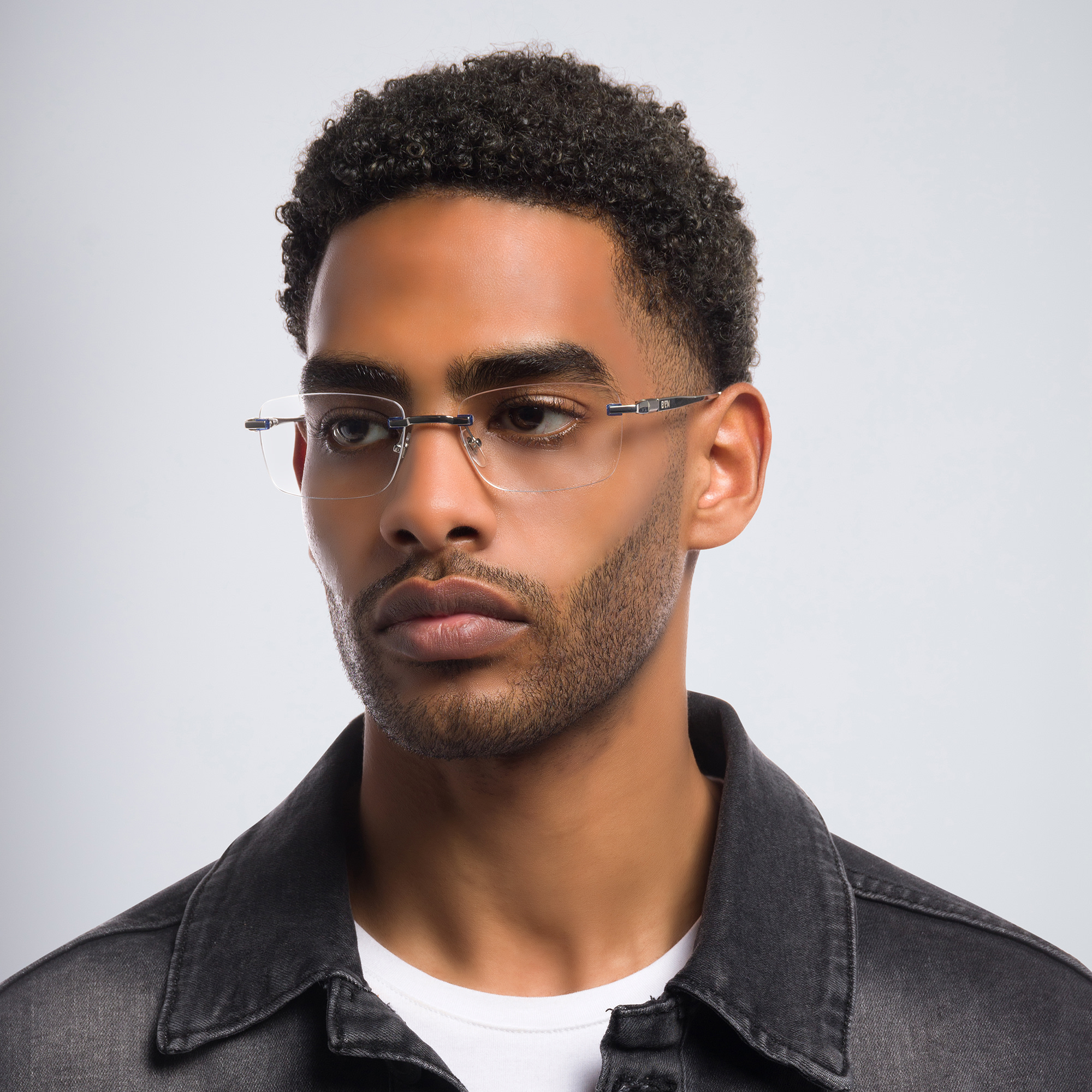 EYE'M Rimless Rectangle Eyeglasses in Silver – Product Photo 6