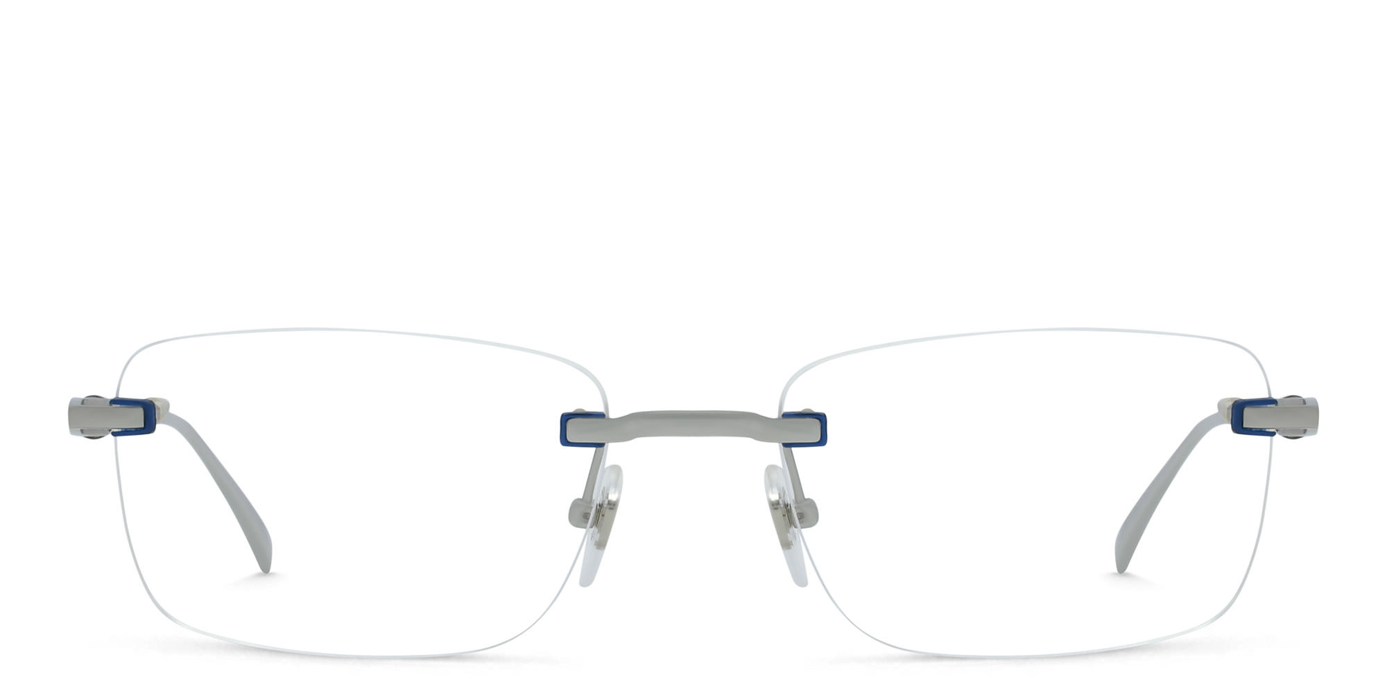 EYE'M Rimless Rectangle Eyeglasses in Silver – Product Photo 1
