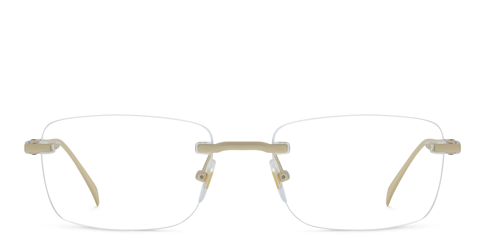 Shop EYE'M Rimless Rectangle Eyeglasses in Gold online.