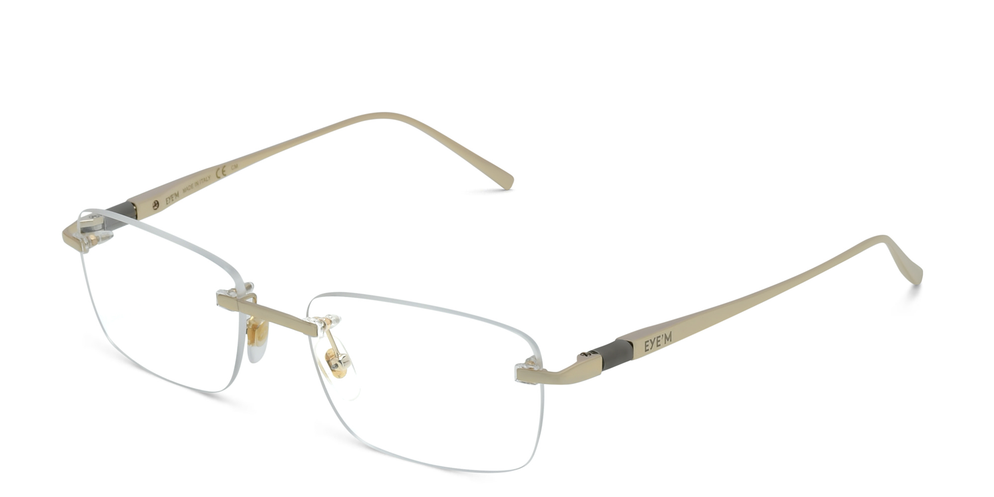 Shop EYE'M Rimless Rectangle Eyeglasses in Gold online.