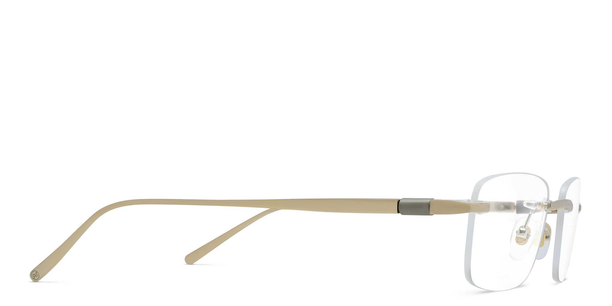 Shop EYE'M Rimless Rectangle Eyeglasses in Gold online.