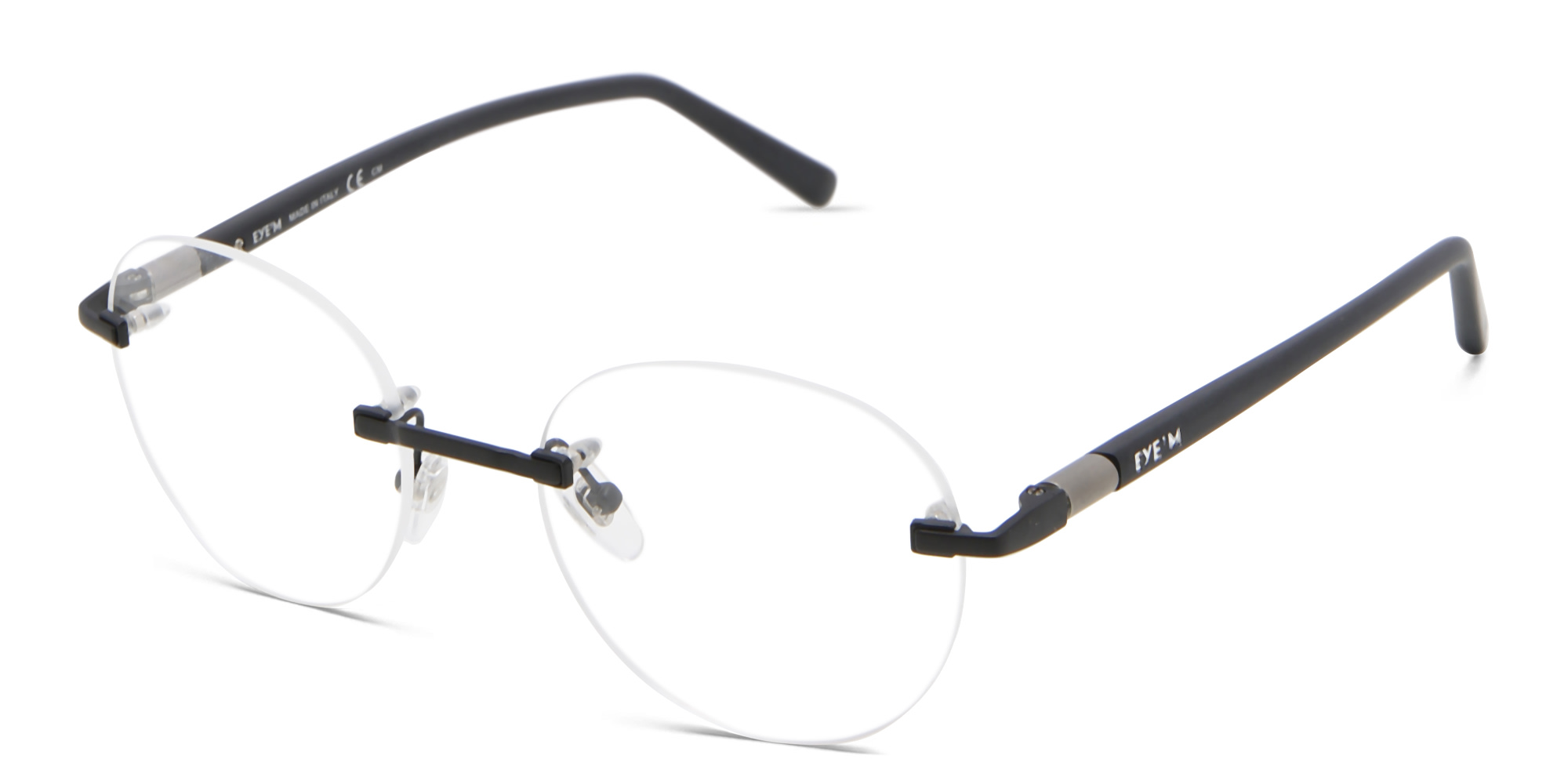 EYE'M Rimless Round Eyeglasses in Black – Product Photo 2
