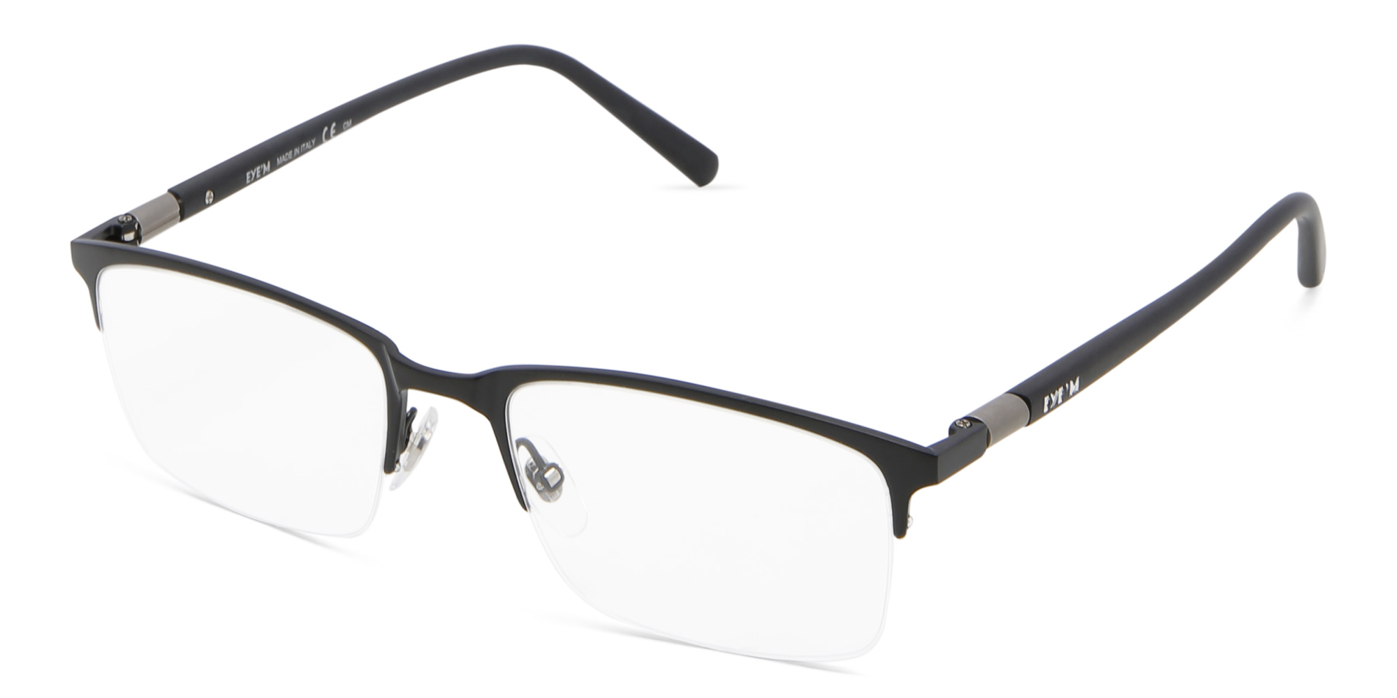 Shop EYE'M Half Rim Rectangle Eyeglasses in Black online.