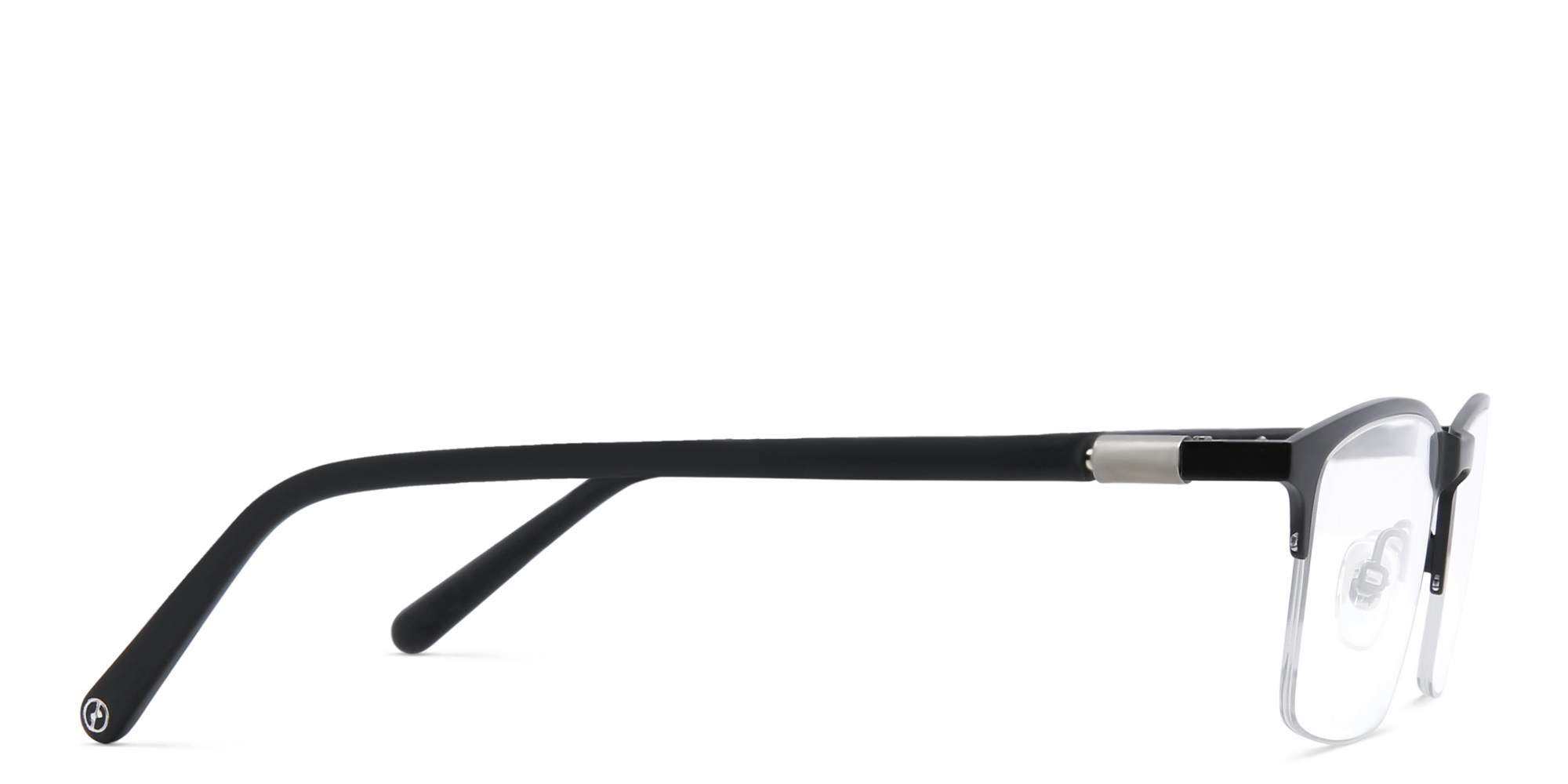 Shop EYE'M Half Rim Rectangle Eyeglasses in Black online.