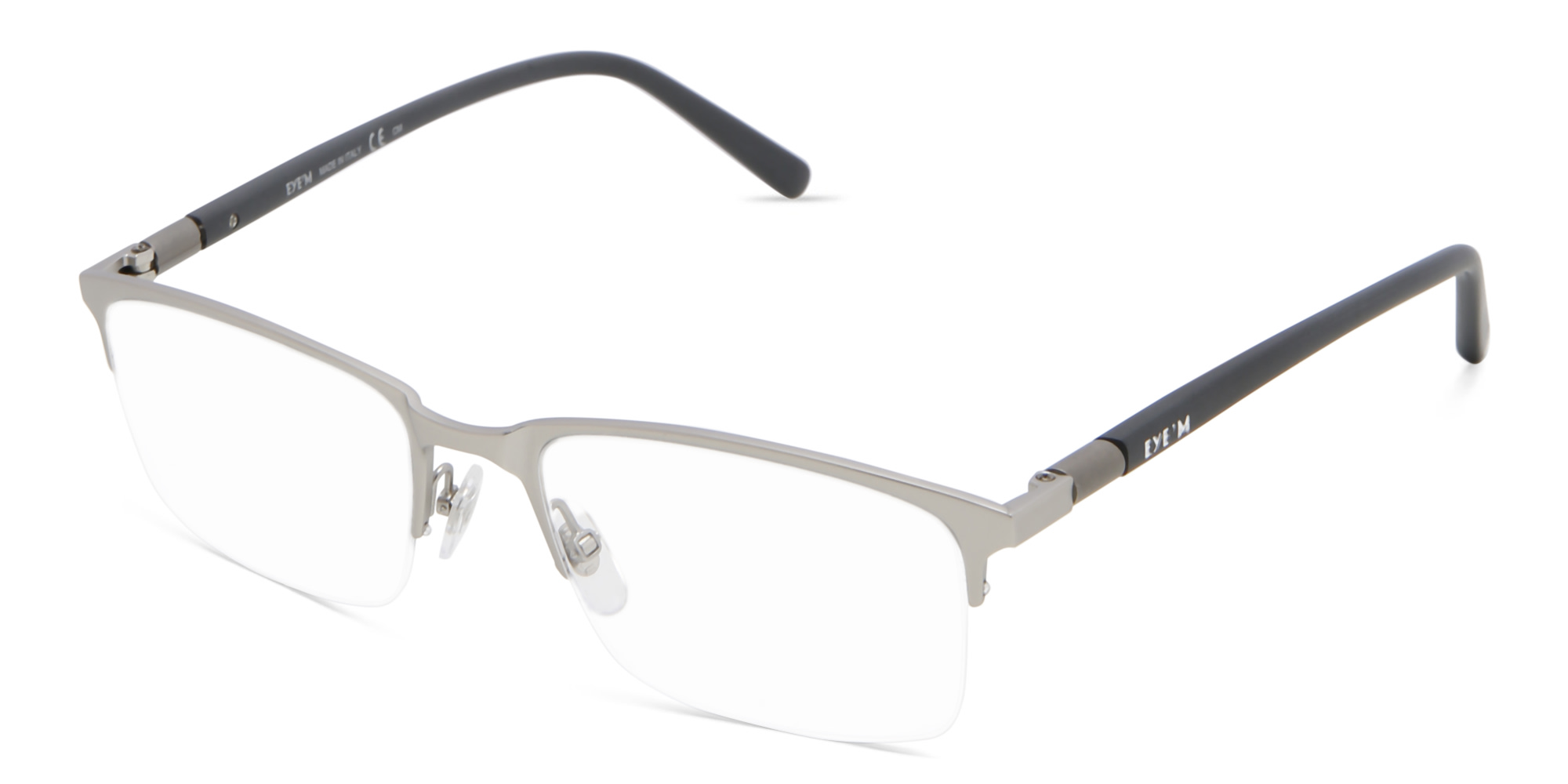 EYE'M Half Rim Rectangle Eyeglasses in Silver – Product Photo 2