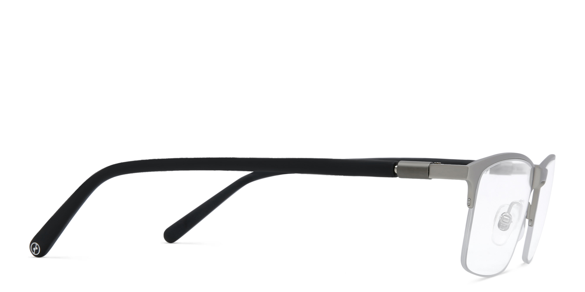 EYE'M Half Rim Rectangle Eyeglasses in Silver – Product Photo 3