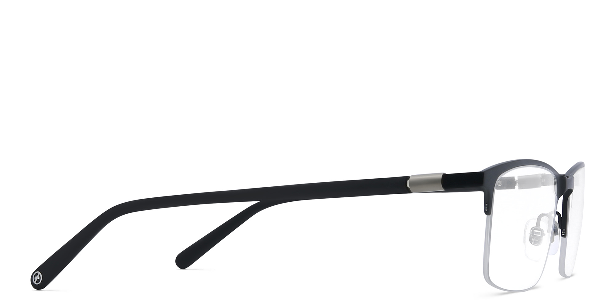 Shop EYE'M Half Rim Rectangle Eyeglasses in Gunmetal online.