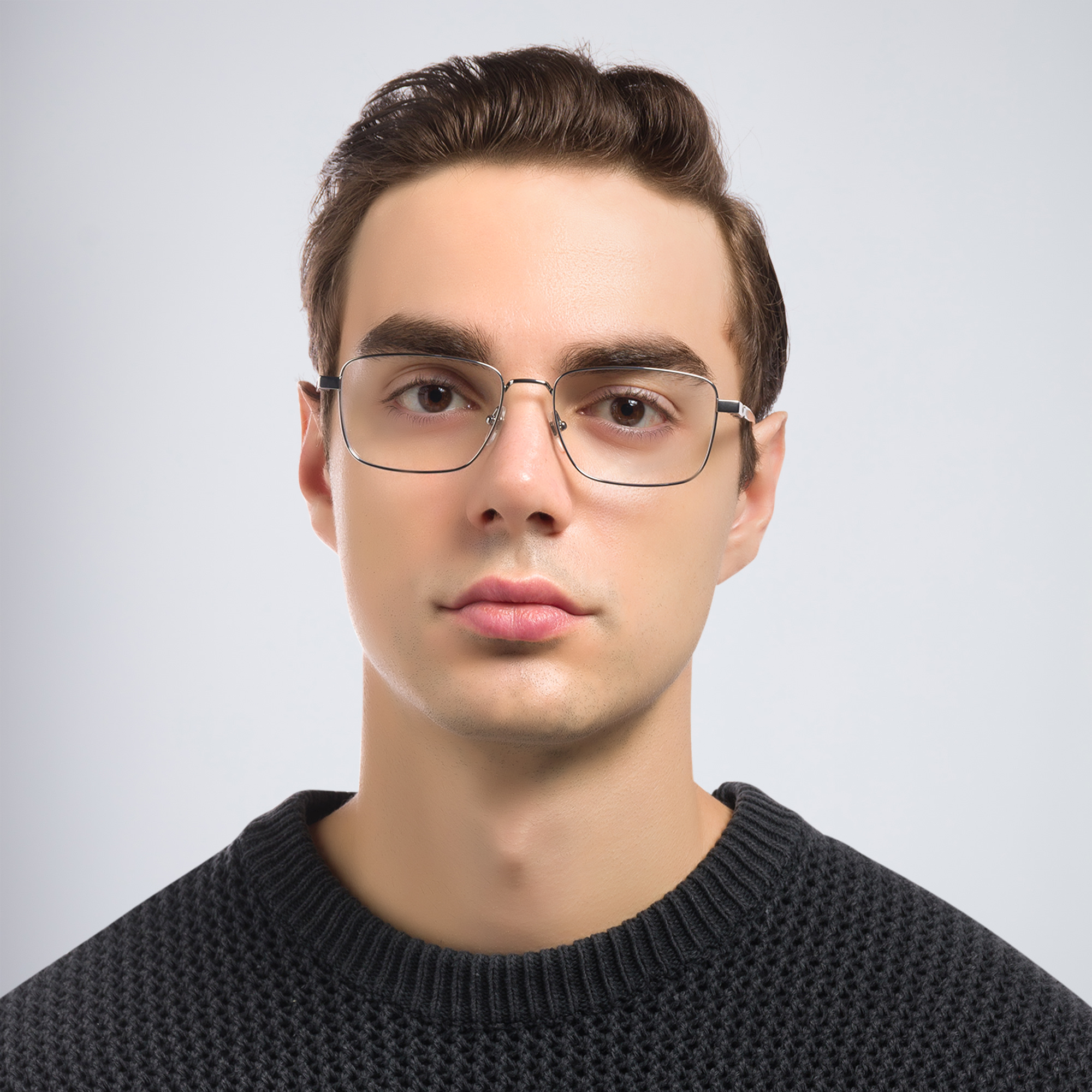 EYE'M Rectangle Eyeglasses in Silver – Product Photo 5