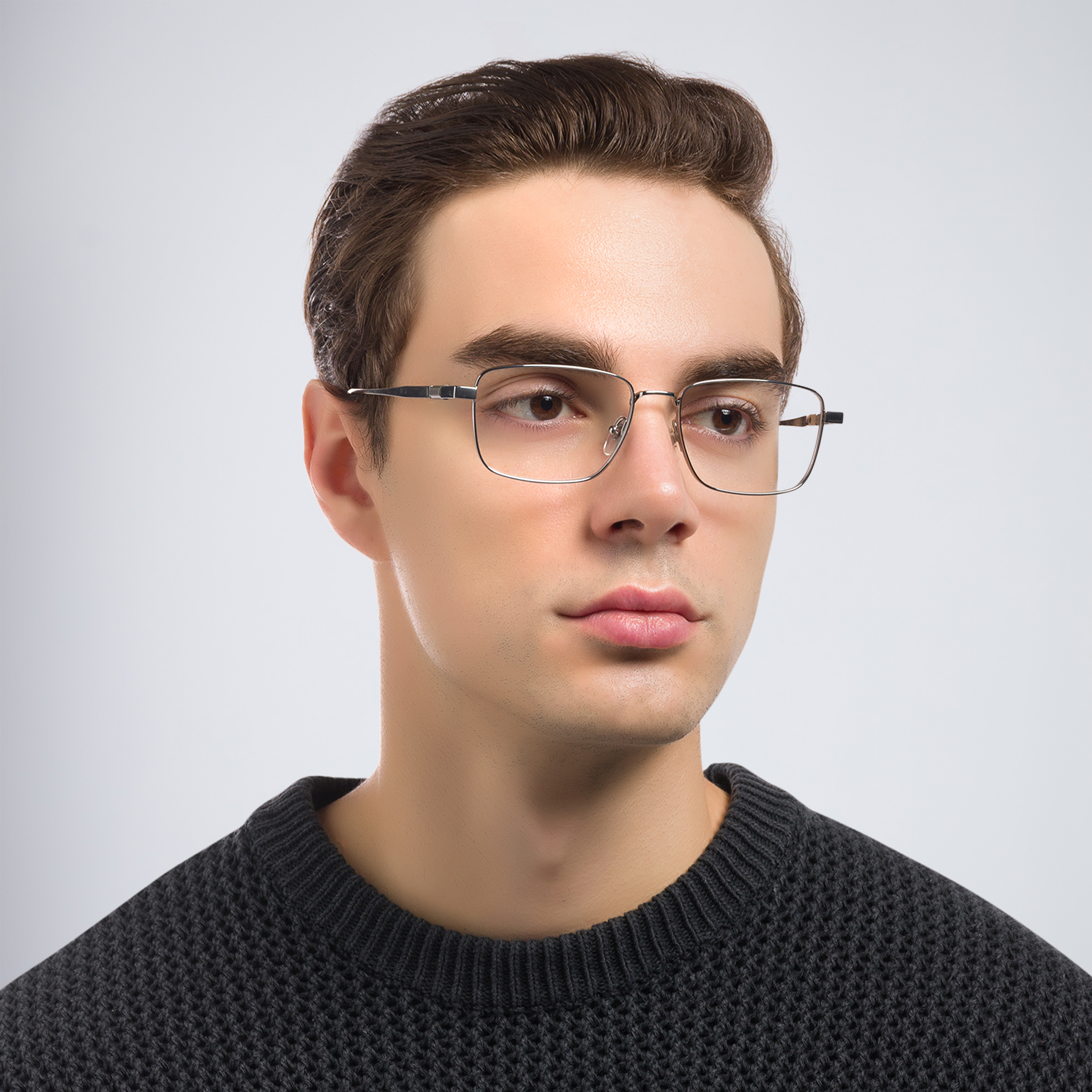 EYE'M Rectangle Eyeglasses in Silver – Product Photo 6