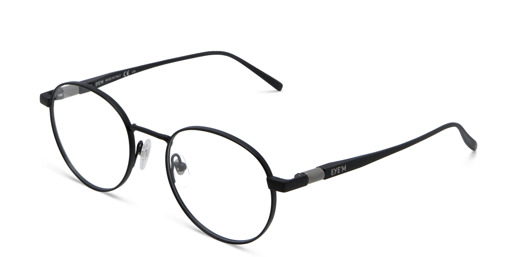 EYE'M Round Eyeglasses in Black – Product Photo 2