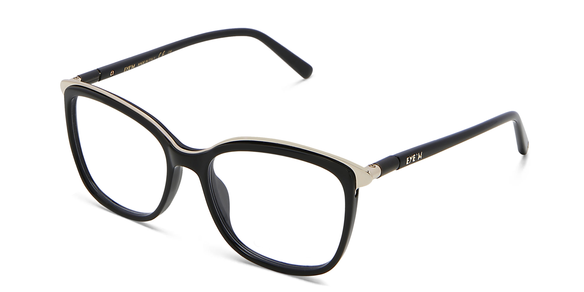 EYE'M Square Eyeglasses in Black – Product Photo 2