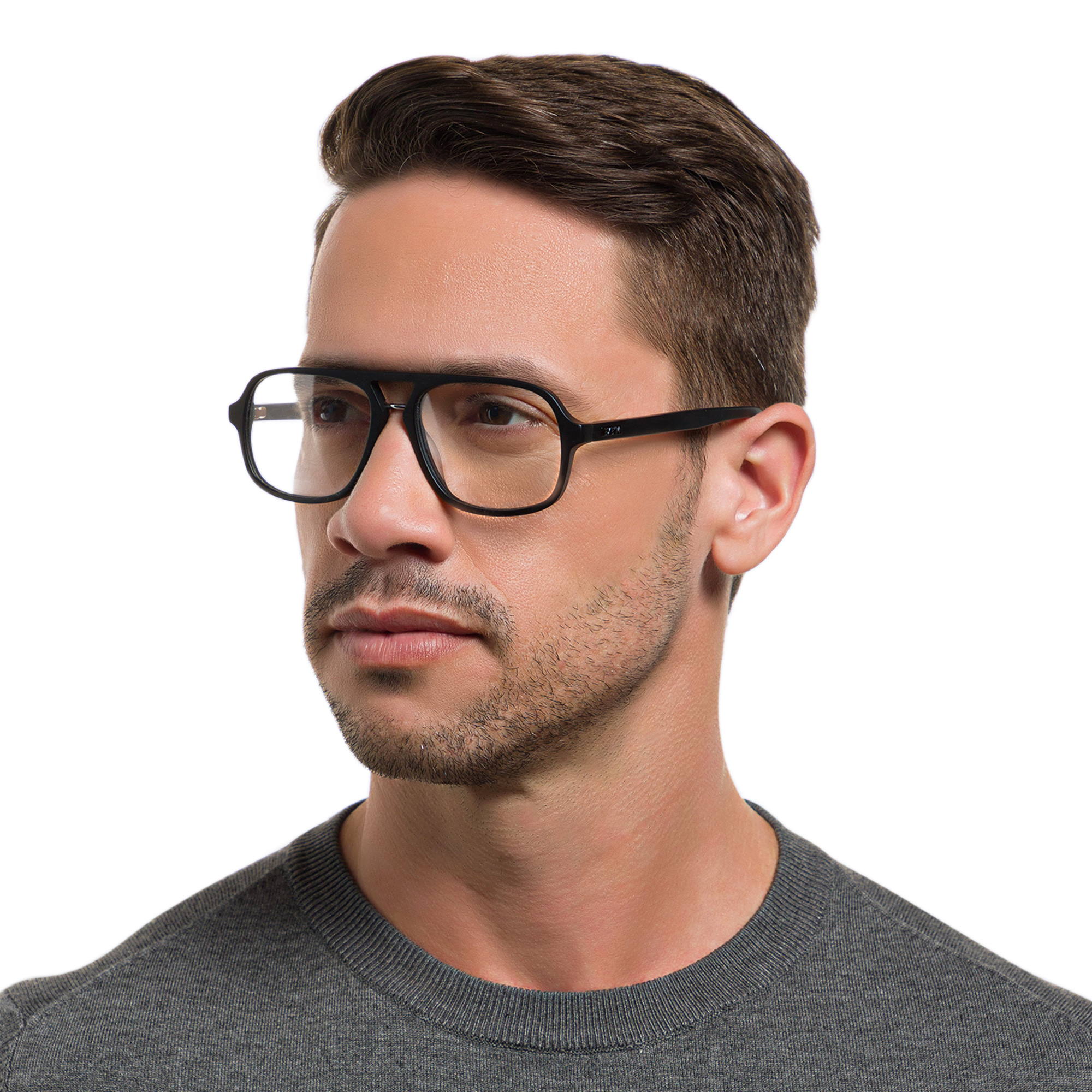 Shop EYE'M Aviator Eyeglasses in Black & Silver online.