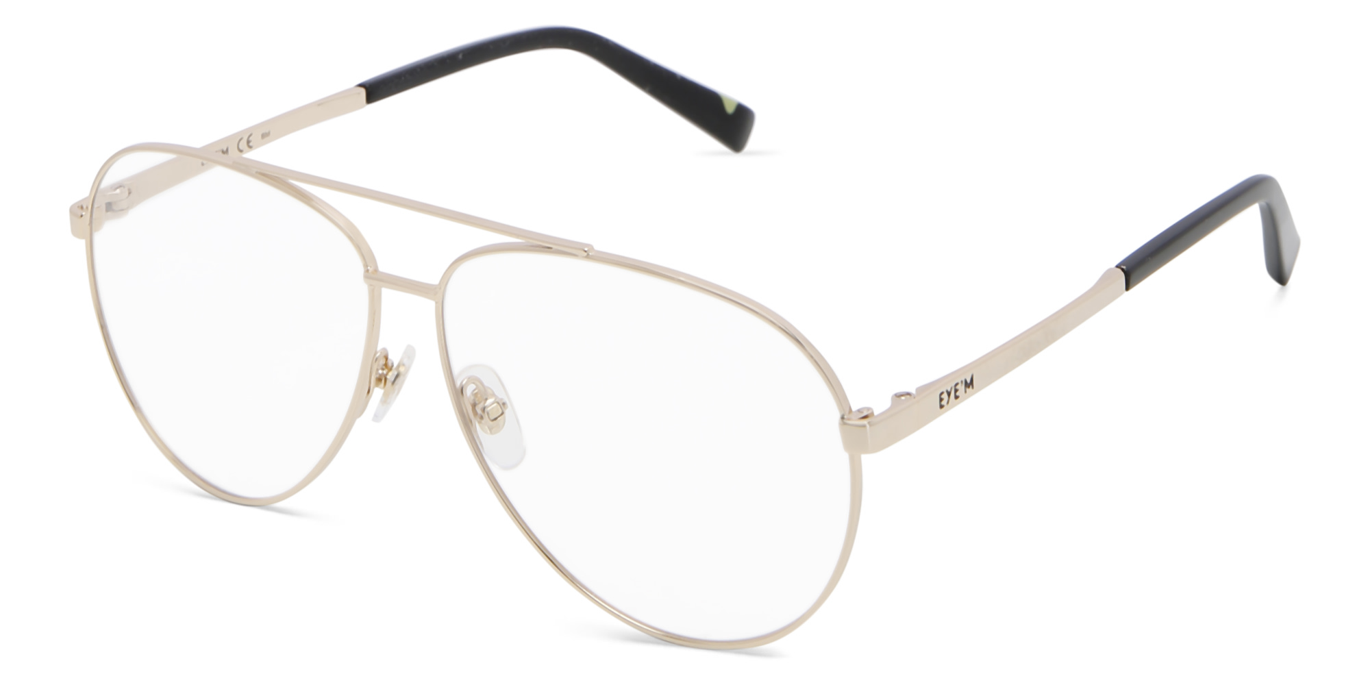 EYE'M Wide Aviator Eyeglasses in Gold – Product Photo 2