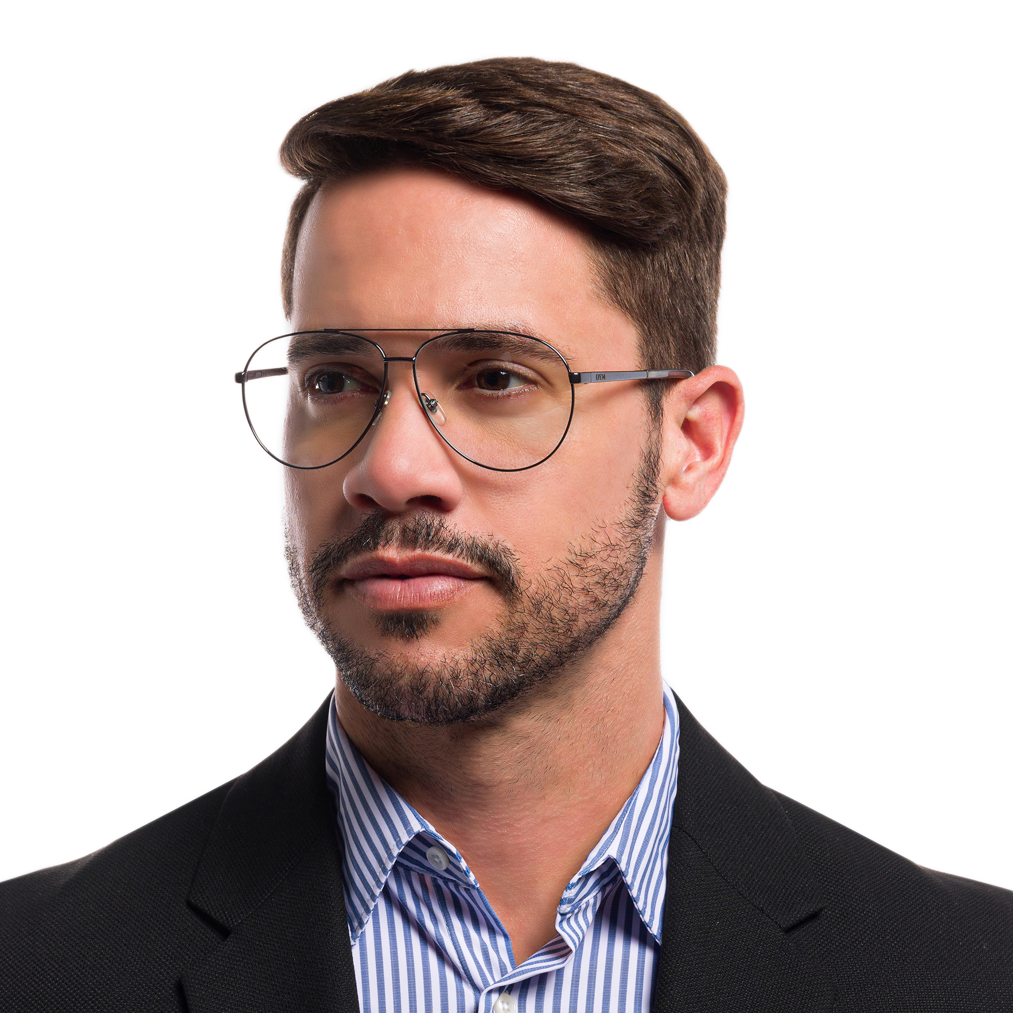 EYE'M Wide Aviator Eyeglasses in Gunmetal – Product Photo 5