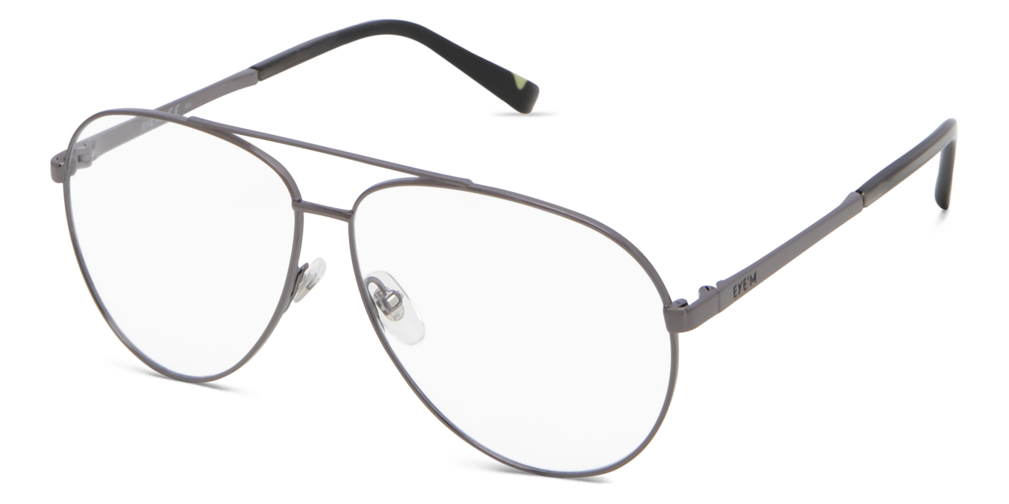 EYE'M Wide Aviator Eyeglasses in Gunmetal – Product Photo 2