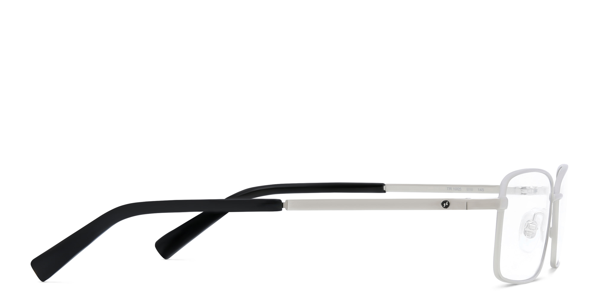 EYE'M Wide Rectangle Eyeglasses in Silver – Product Photo 3