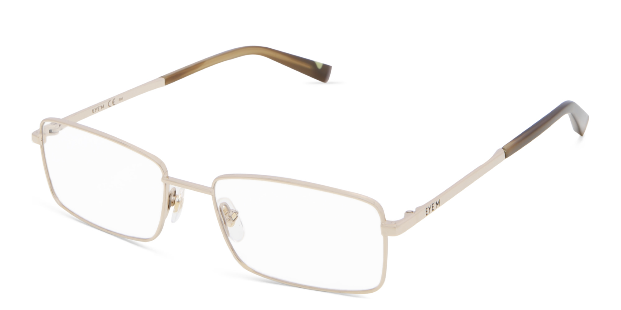 EYE'M Wide Rectangle Eyeglasses in Gold – Product Photo 2