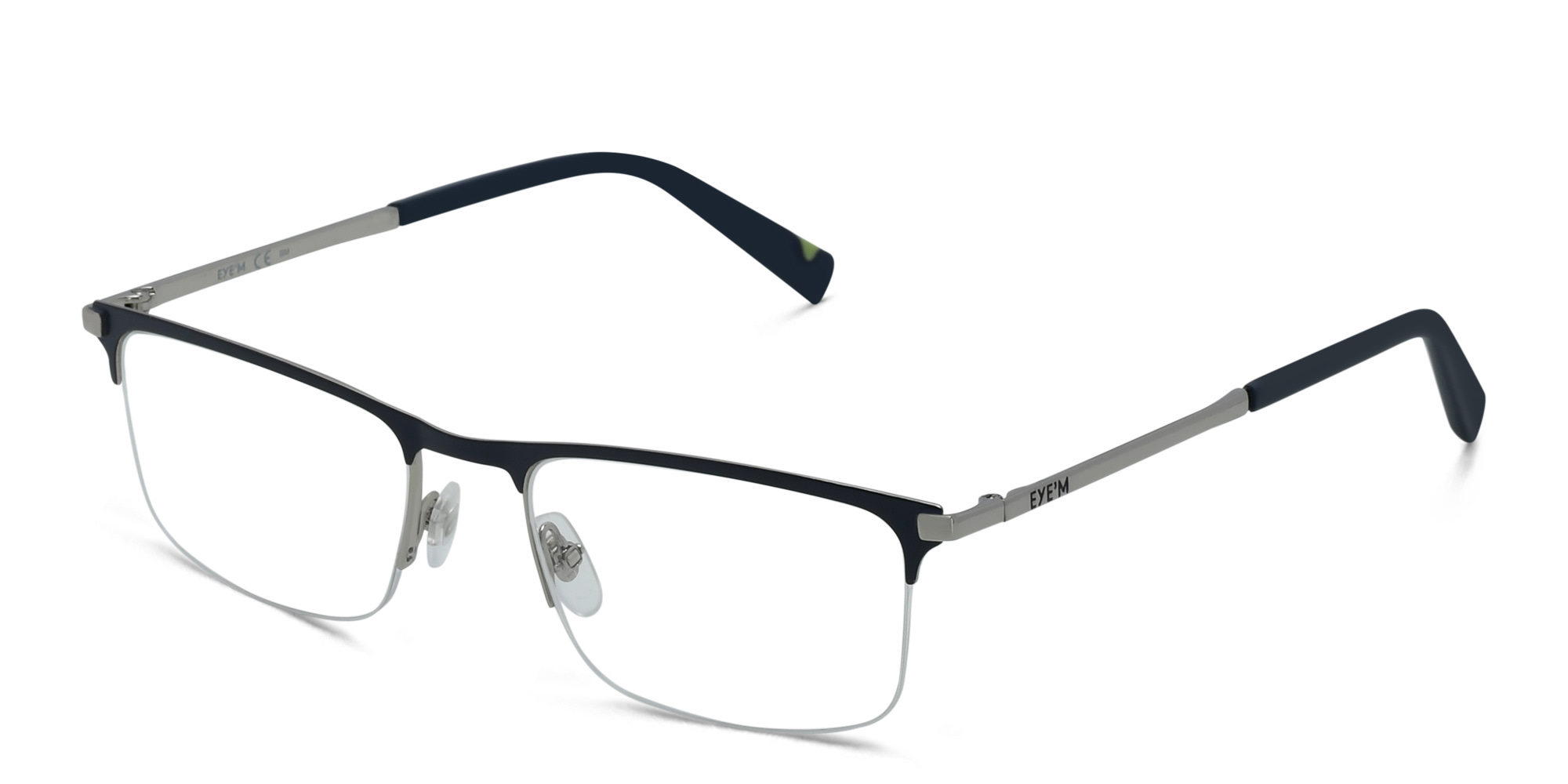 EYE'M Half Rim Rectangle Eyeglasses in Blue – Product Photo 2