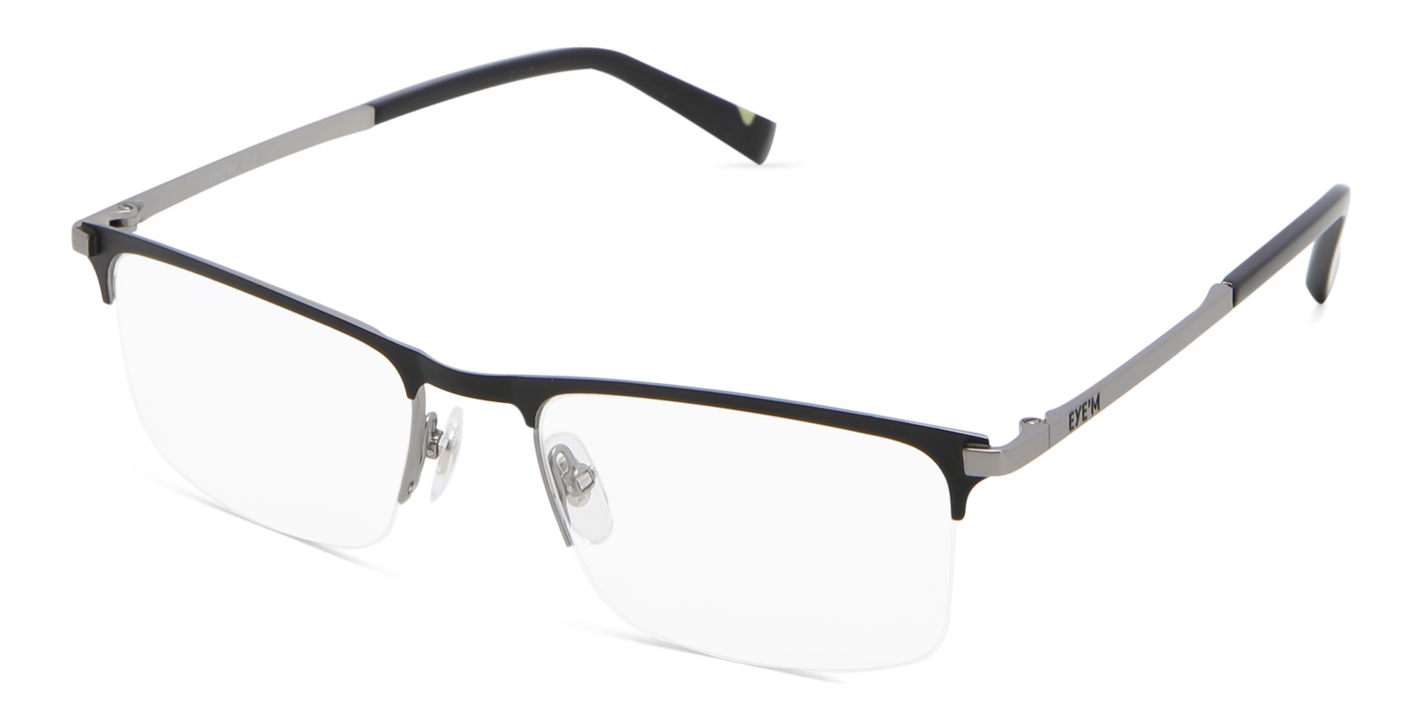 EYE'M Half Rim Rectangle Eyeglasses in Gunmetal – Product Photo 2