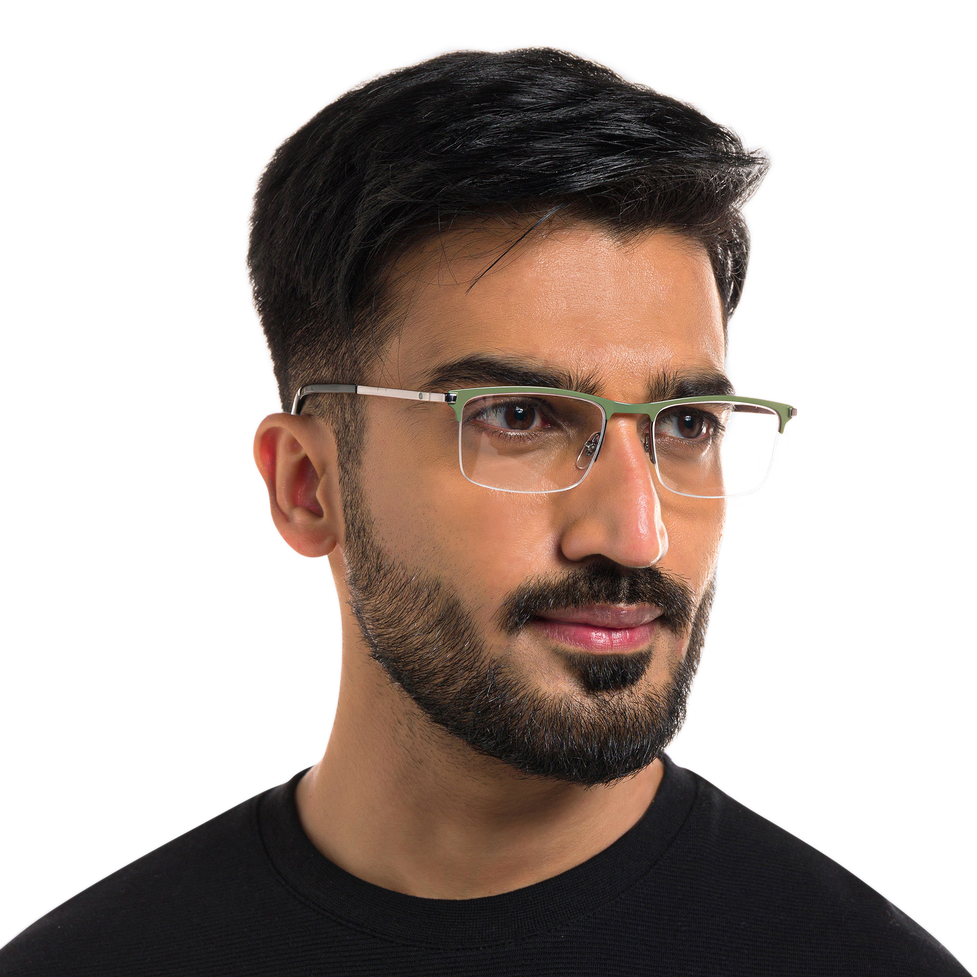 نظارة طبية بنصف إطار وتصميم مستطيل من EYE'M بلون أخضر - صورة المنتج 6