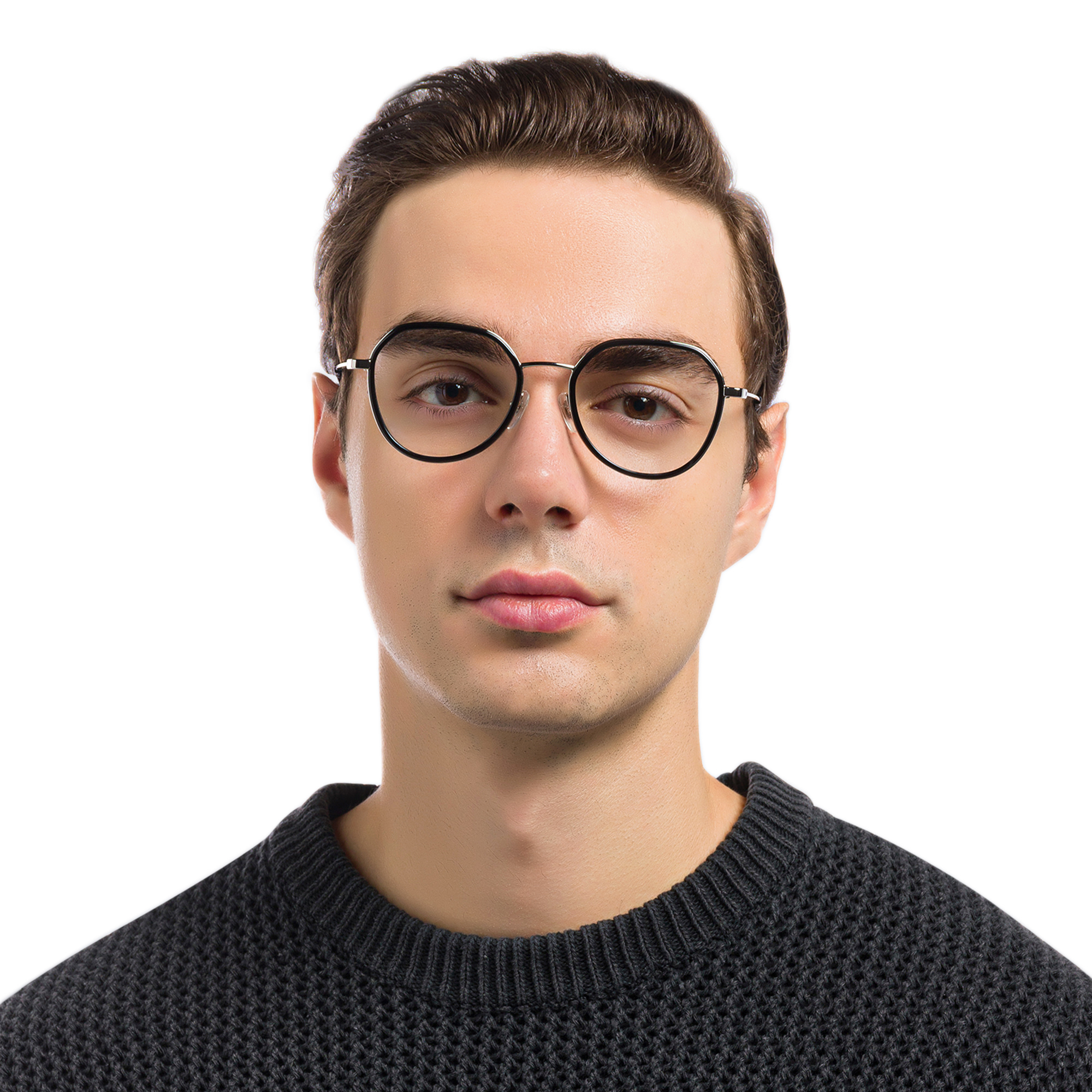 EYE'M Unisex Round Eyeglasses in Black – Product Photo 7