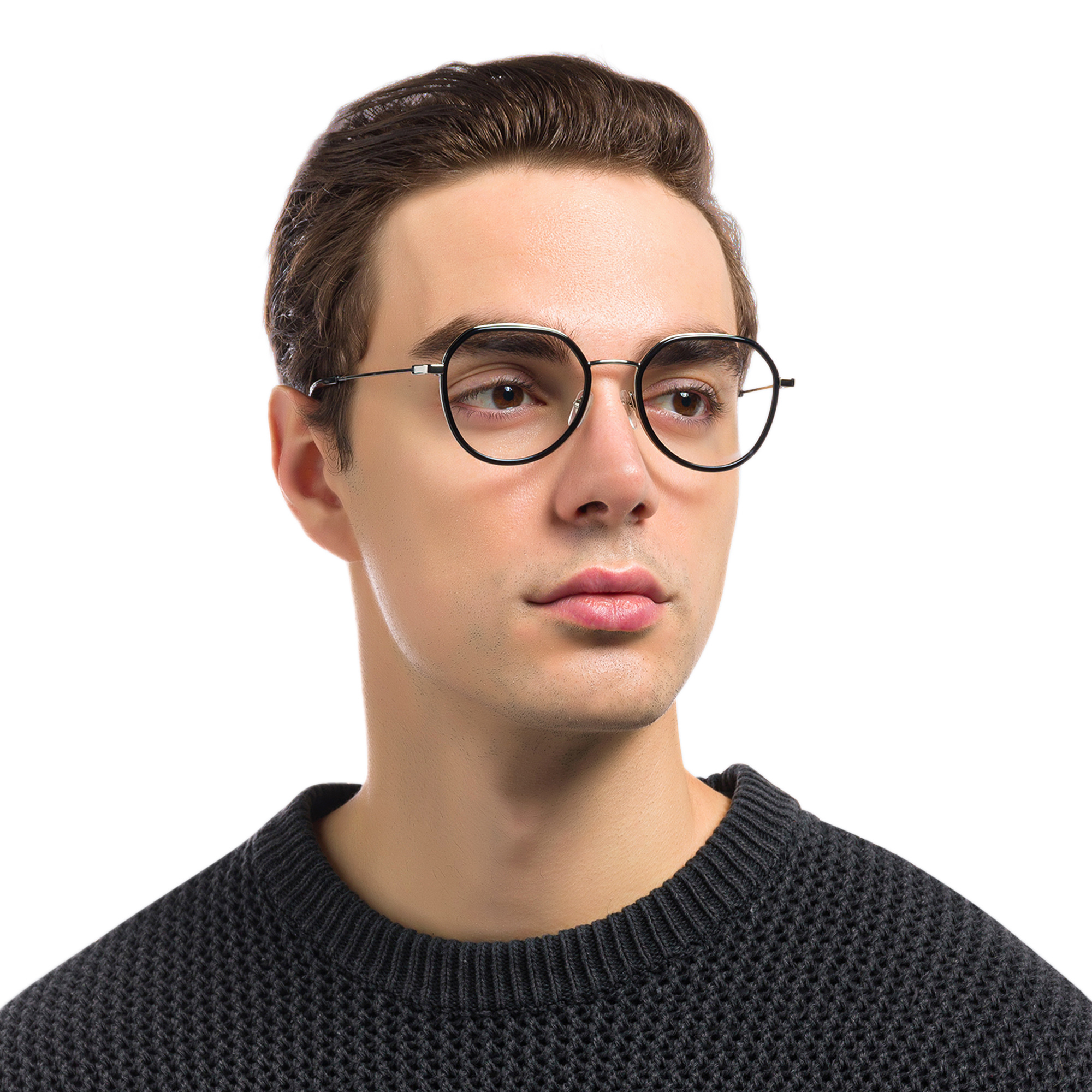 EYE'M Unisex Round Eyeglasses in Black – Product Photo 8