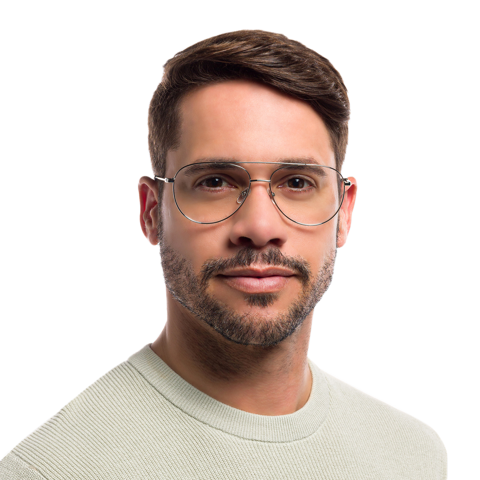 EYE'M Unisex Wide Aviator Eyeglasses in Silver – Product Photo 8