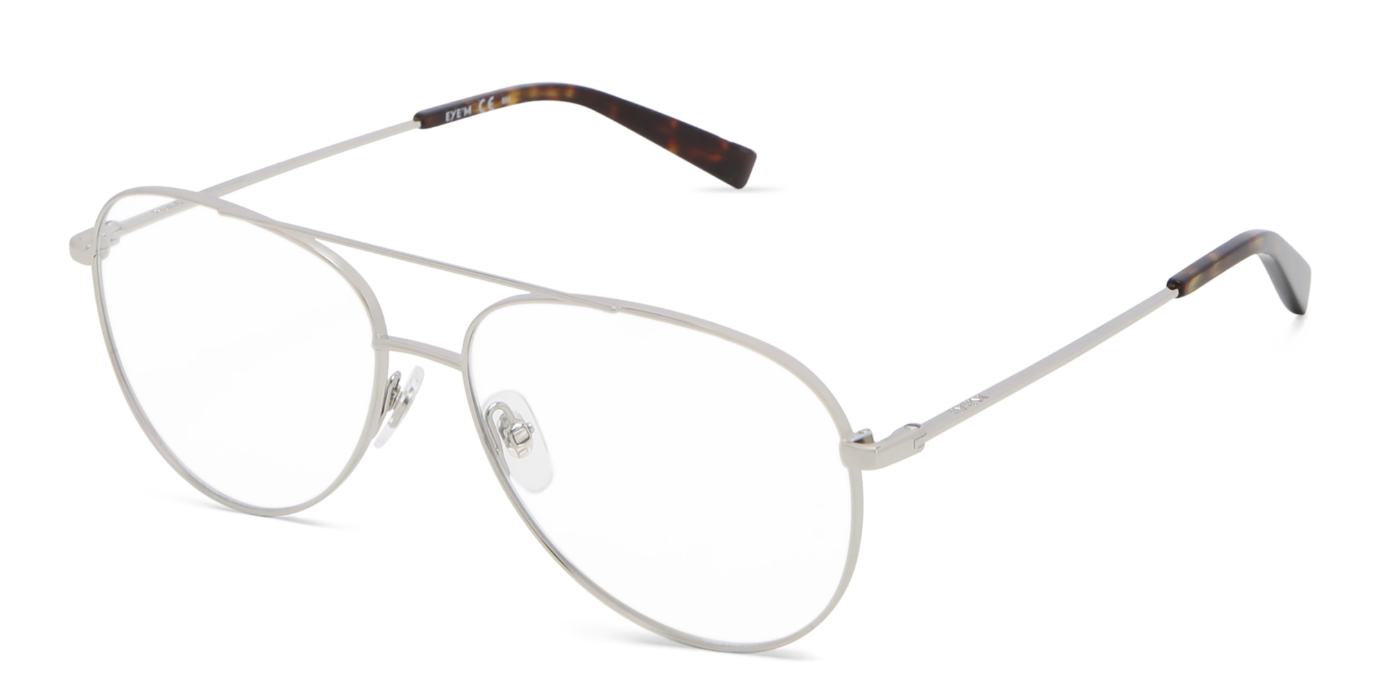 EYE'M Unisex Wide Aviator Eyeglasses in Silver – Product Photo 2