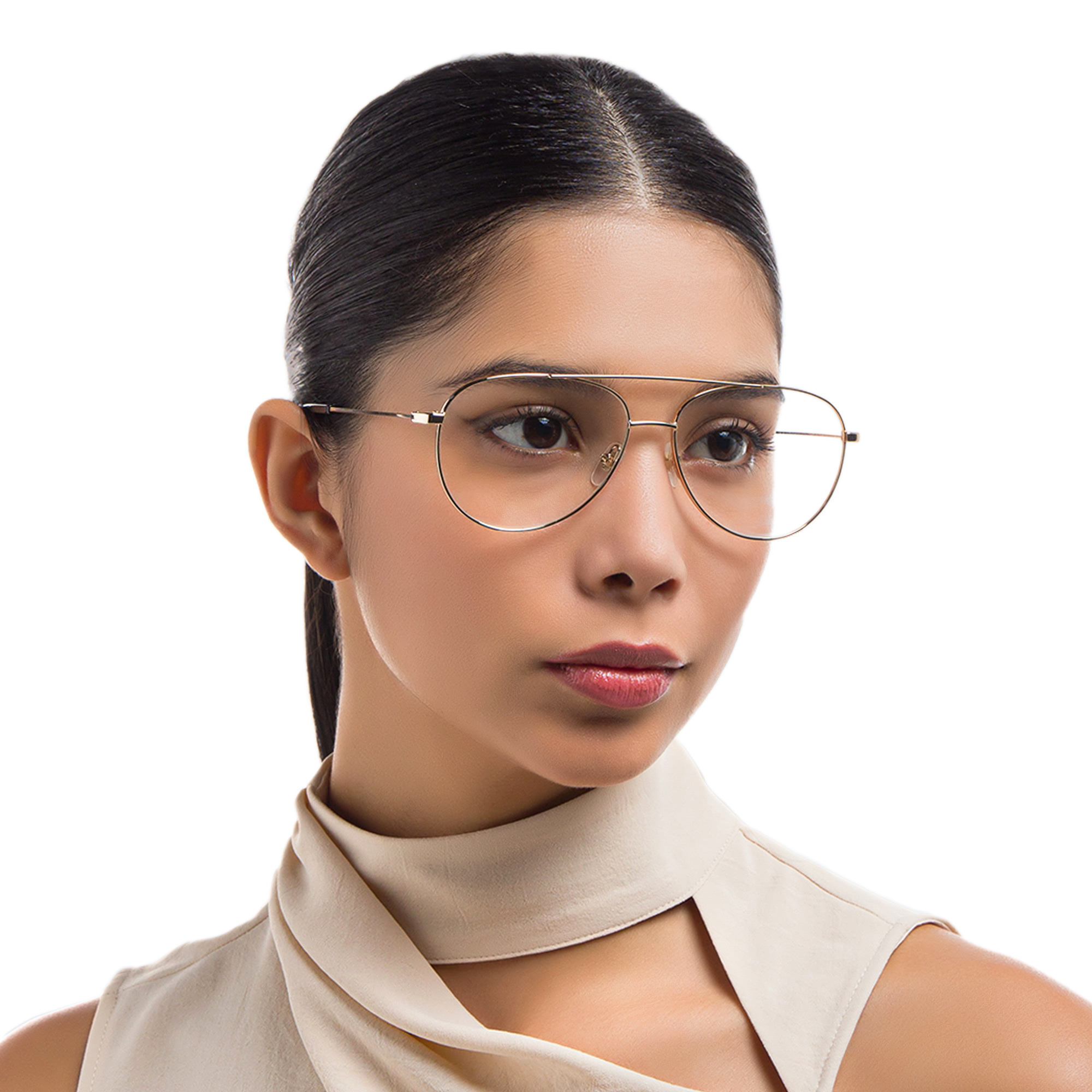 EYE'M Unisex Wide Aviator Eyeglasses in Gold – Product Photo 6