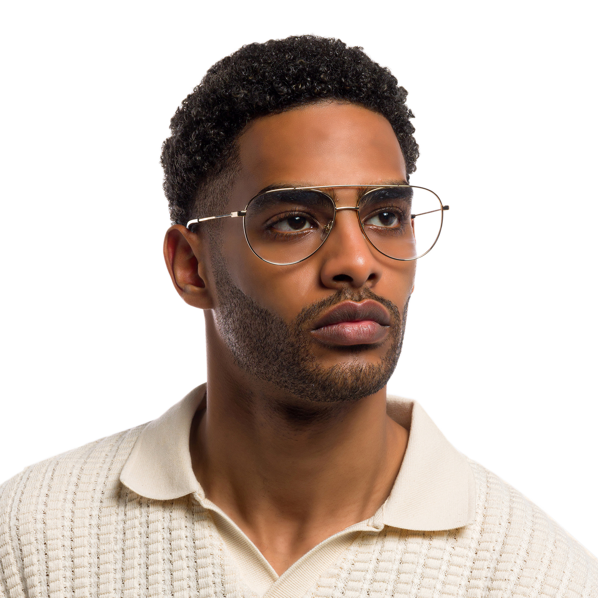 EYE'M Unisex Wide Aviator Eyeglasses in Gold – Product Photo 7