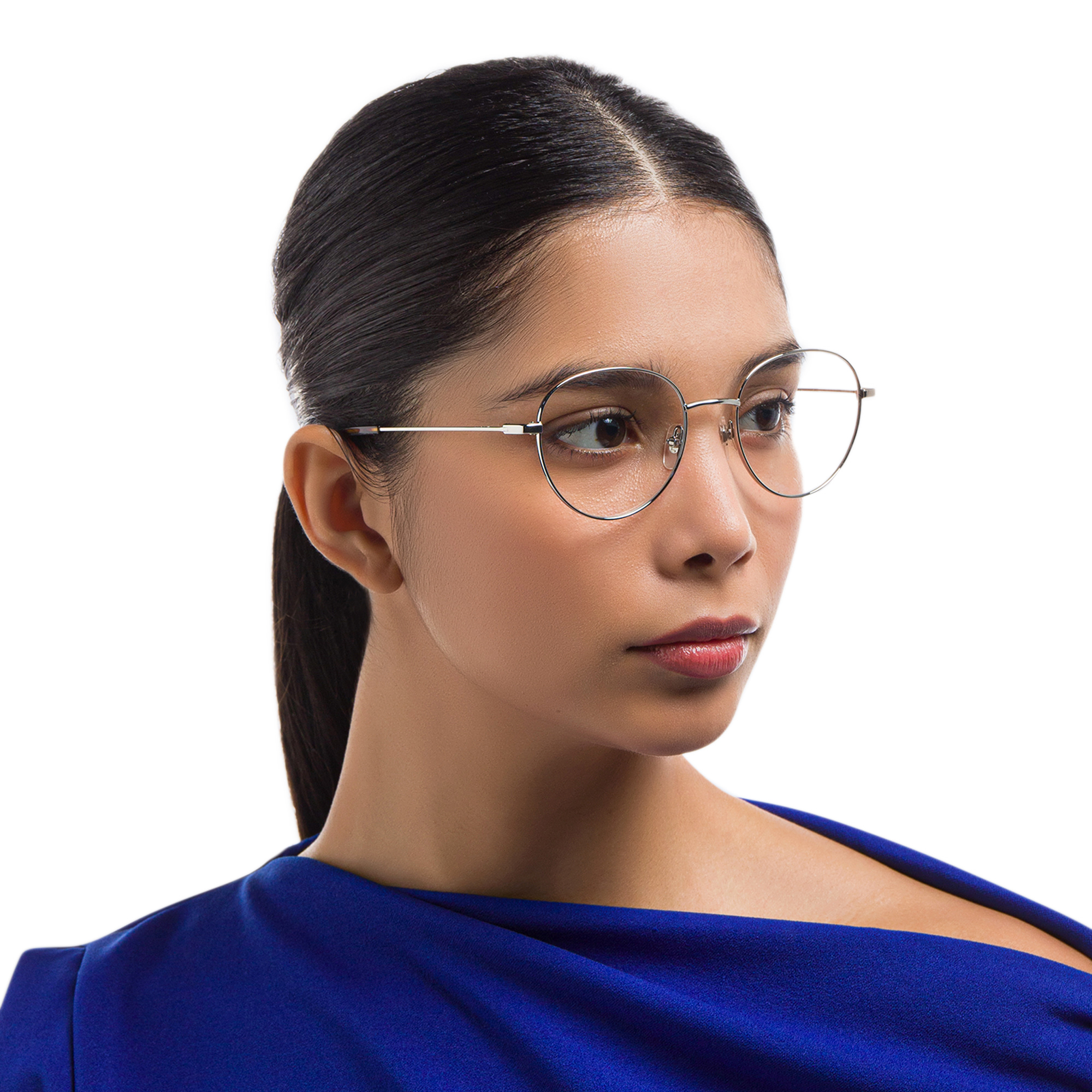 EYE'M Unisex Round Eyeglasses in Silver – Product Photo 6