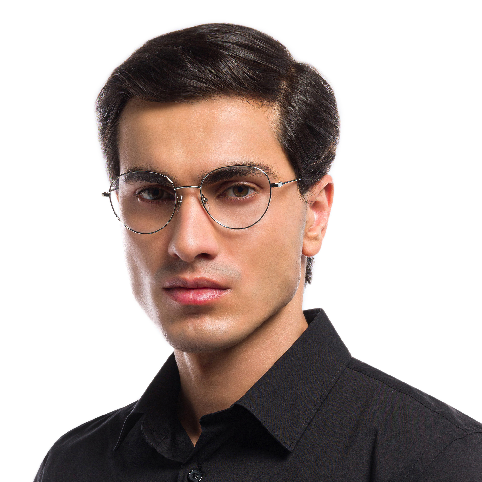 EYE'M Unisex Round Eyeglasses in Silver – Product Photo 8