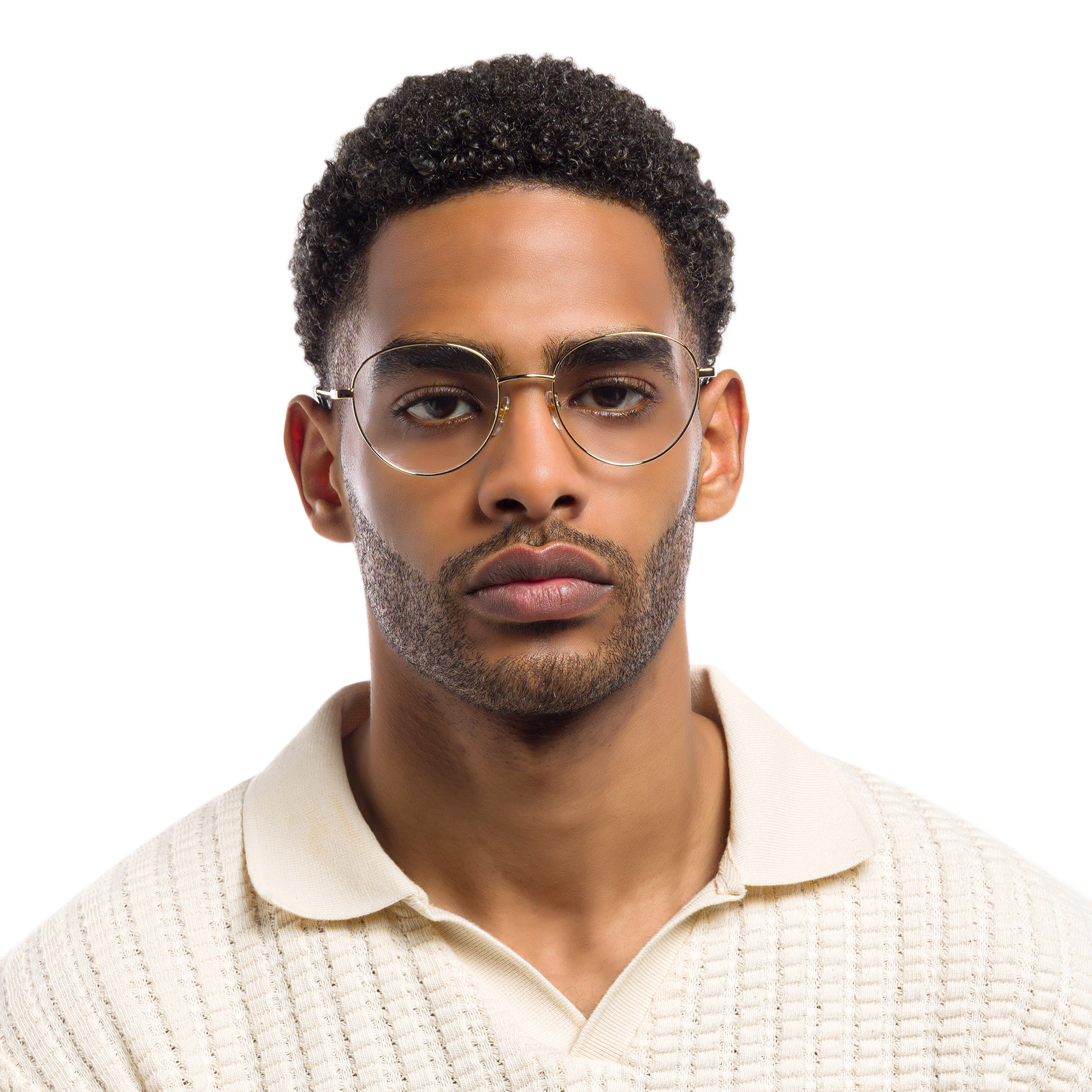 EYE'M Unisex Round Eyeglasses in Gold – Product Photo 7