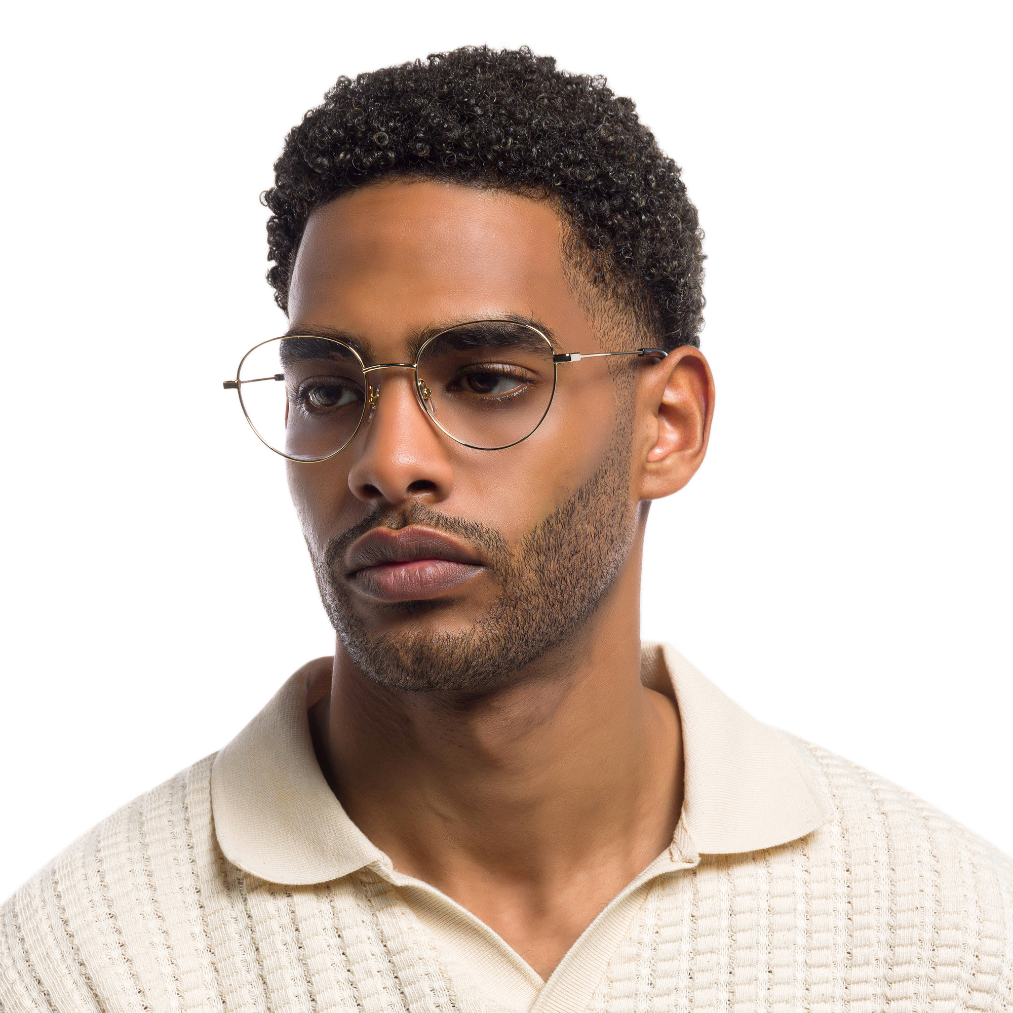 EYE'M Unisex Round Eyeglasses in Gold – Product Photo 8
