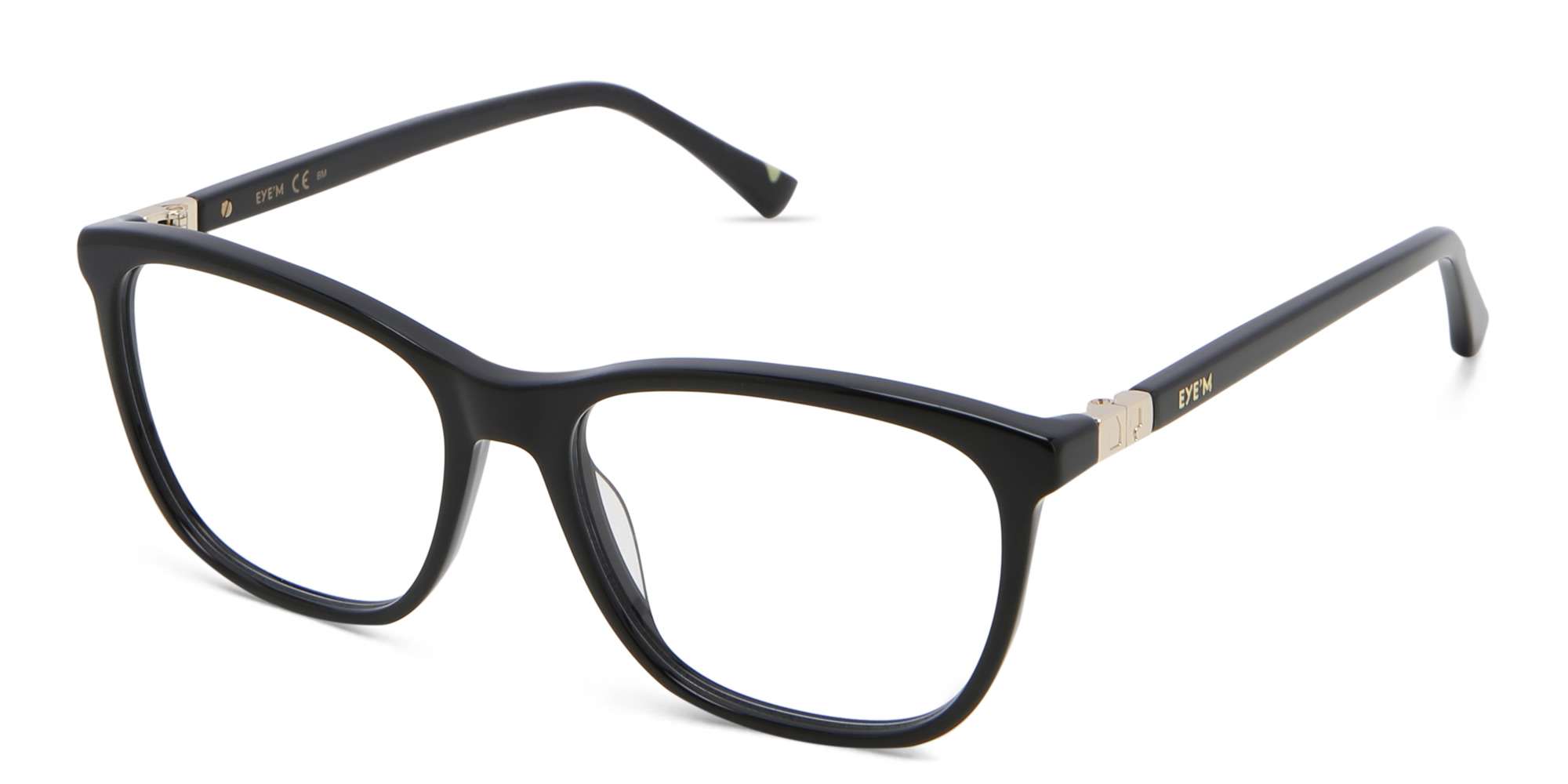 EYE'M Square Eyeglasses in Black – Product Photo 2