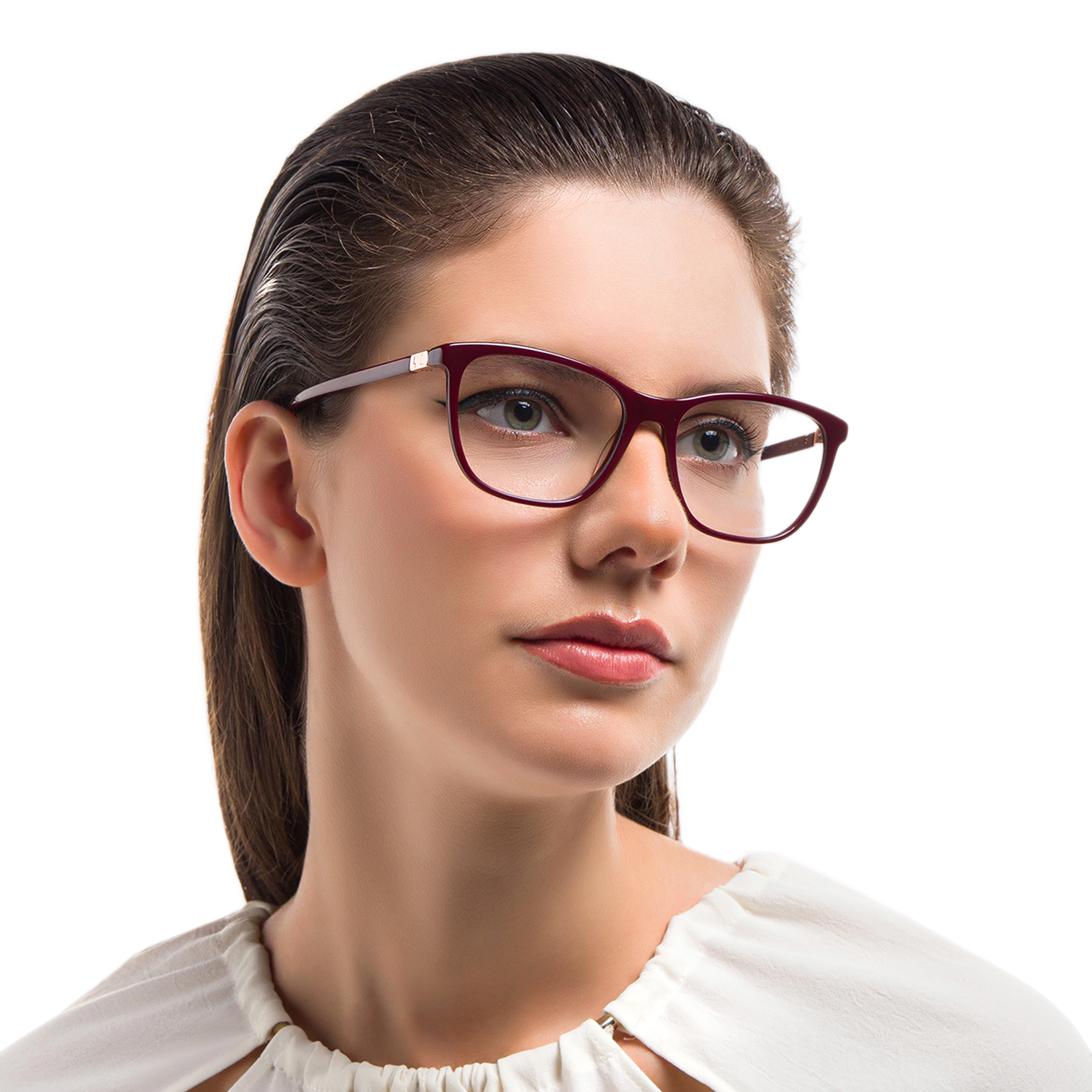 EYE'M Square Eyeglasses in Burgundy – Product Photo 5