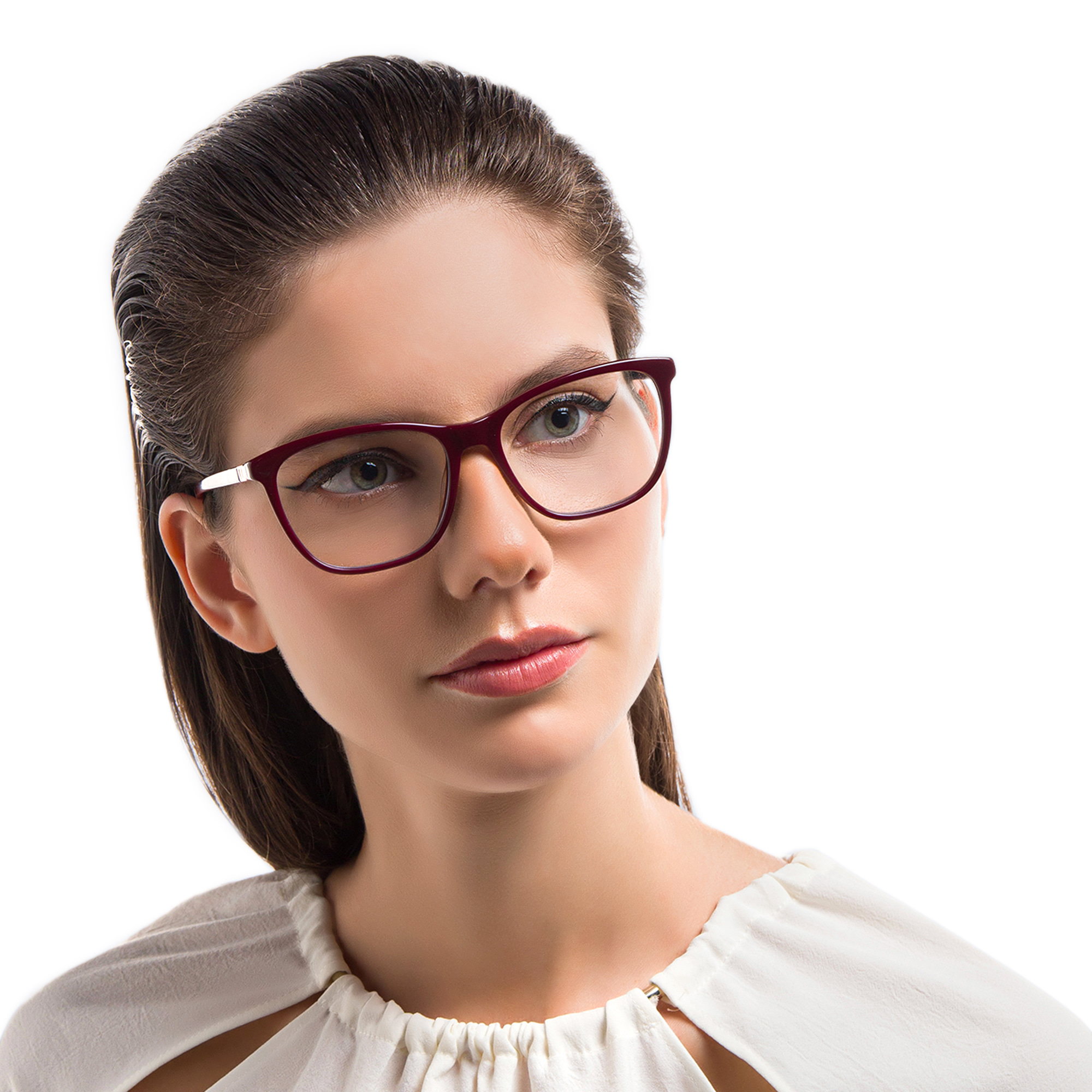 EYE'M Square Eyeglasses in Burgundy – Product Photo 6