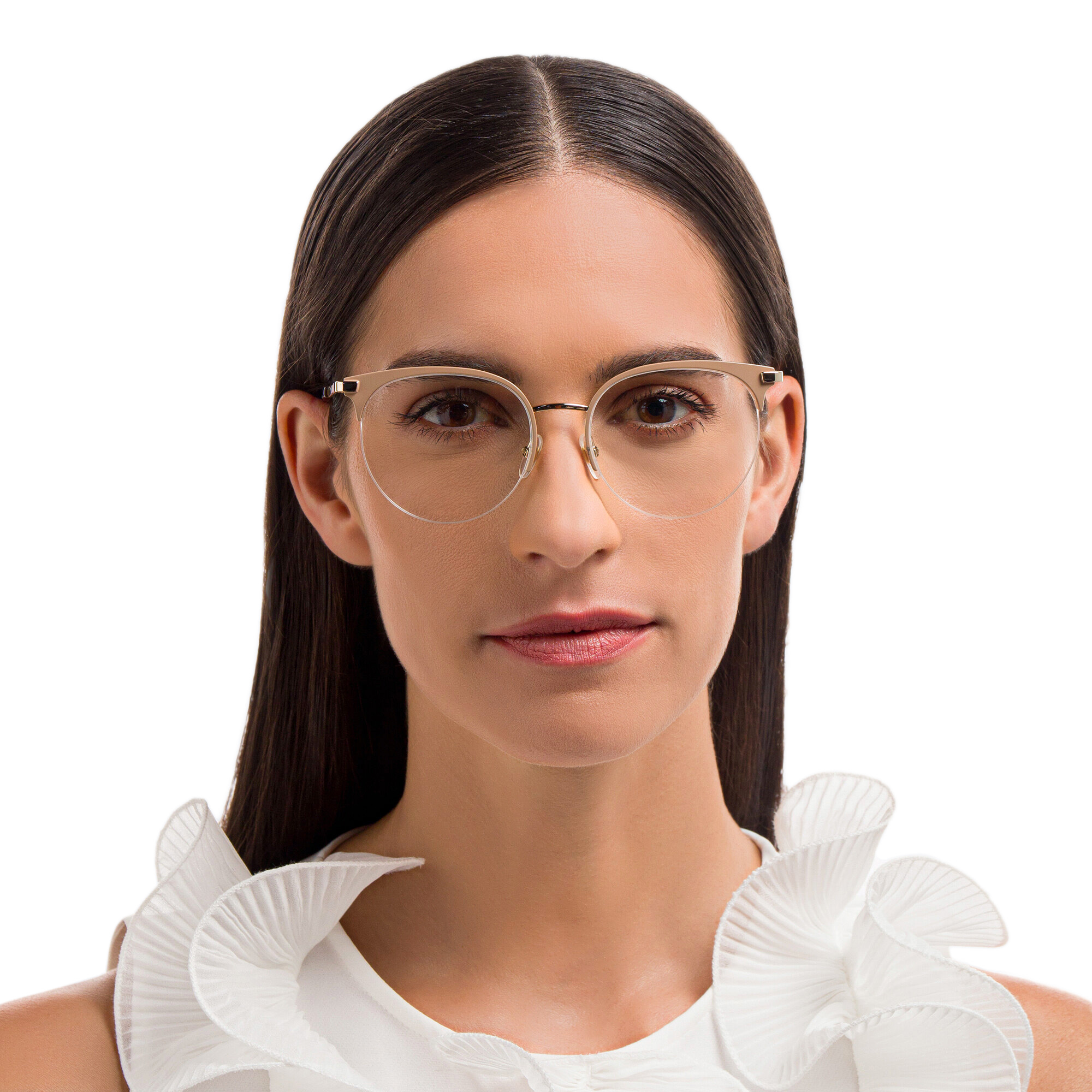 EYE'M Half Rim Cat Eye Eyeglasses in Nude – Product Photo 5