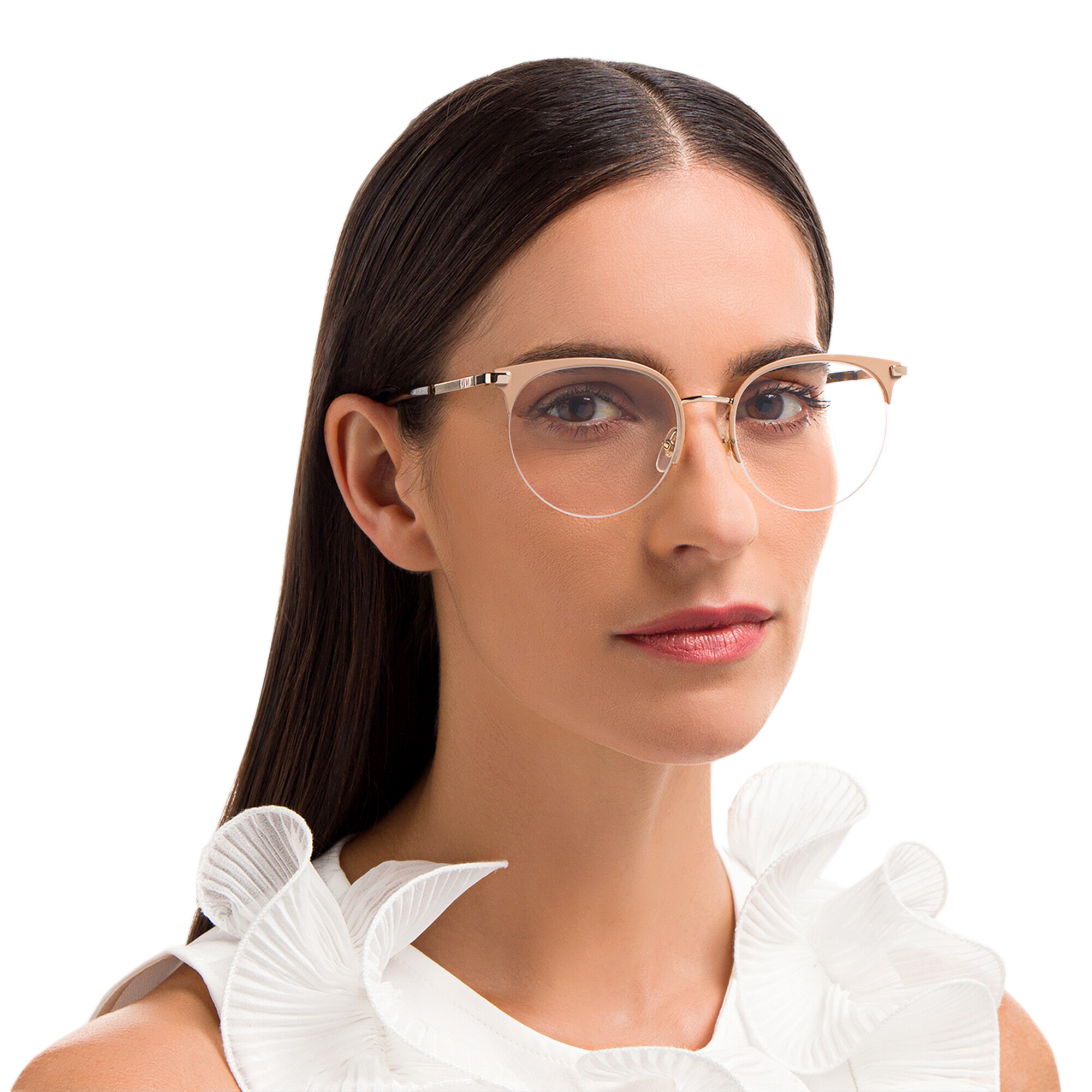 EYE'M Half Rim Cat Eye Eyeglasses in Nude – Product Photo 6