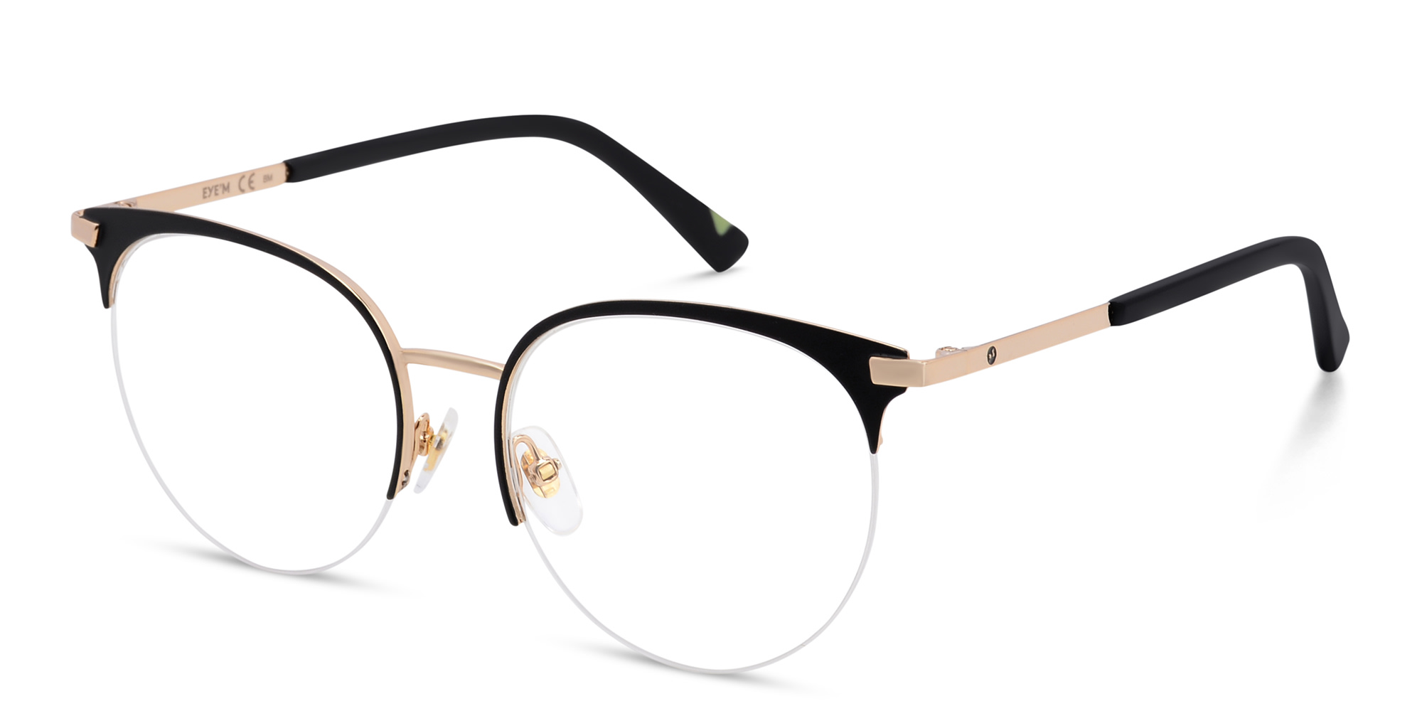 Shop EYE'M Half Rim Cat Eye Eyeglasses in Black online.
