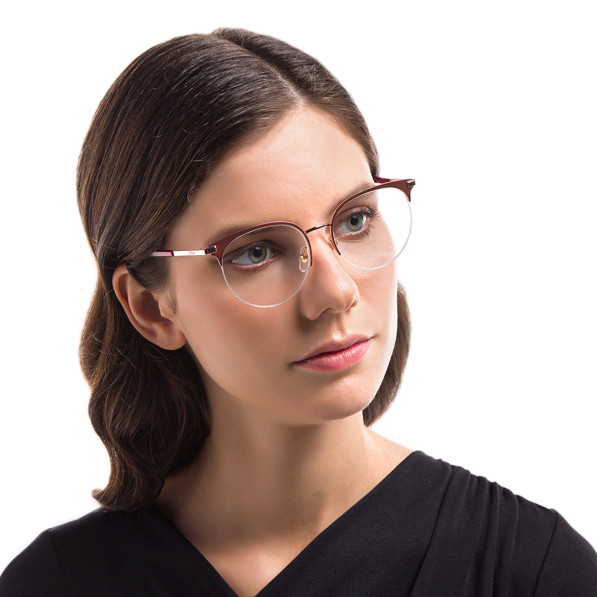 EYE'M Half Rim Cat Eye Eyeglasses in Burgundy – Product Photo 6